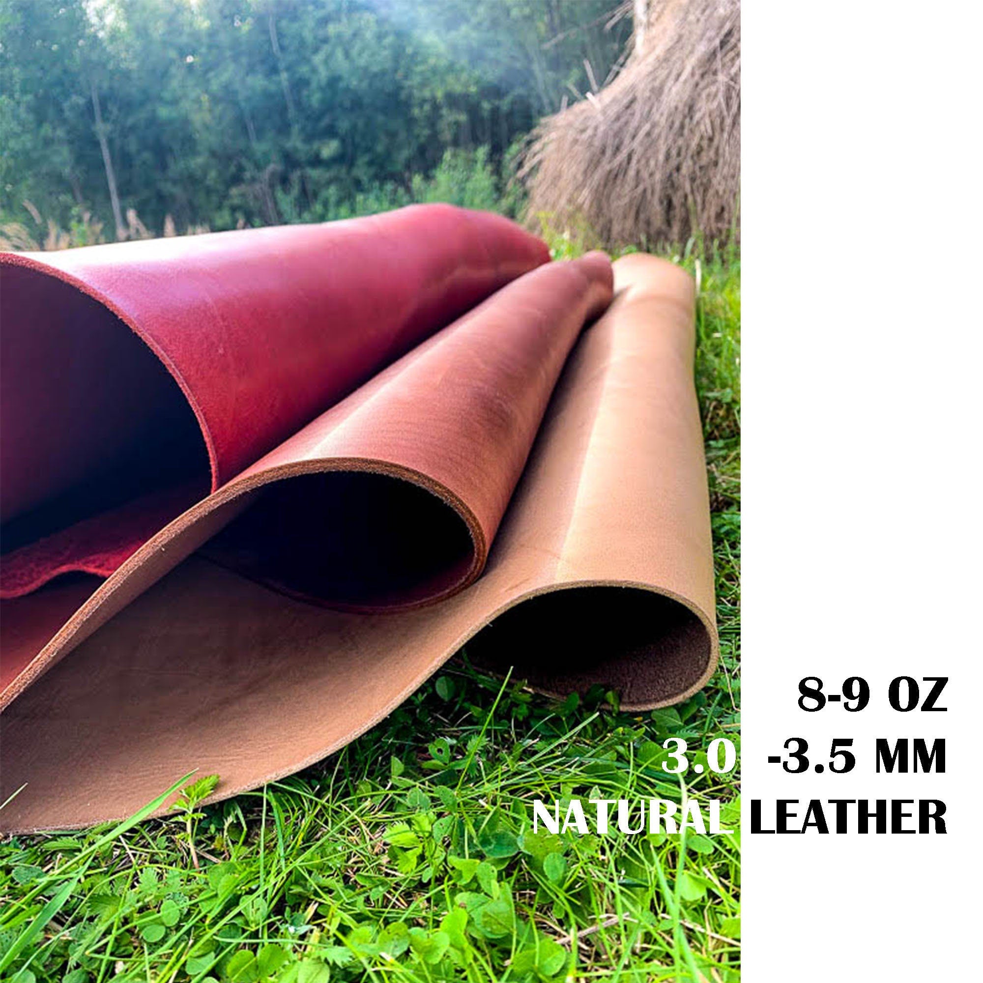 Buffalo leather sheets | Thick 8-9 oz | 3-3.5mm | Bizon Bull Red Brown Beige colors