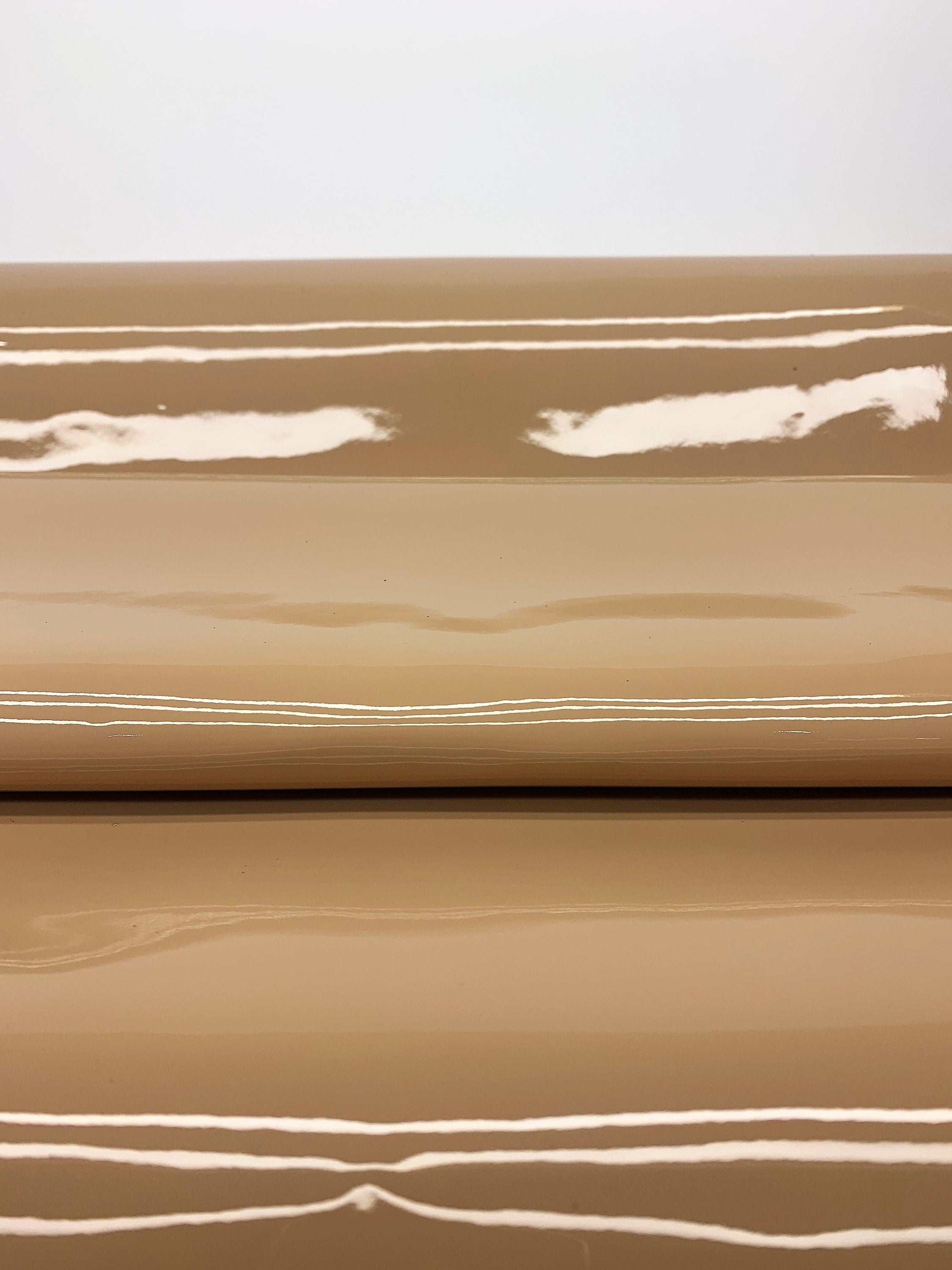 Beige glossy patent leather cow hide skin 2 -4 oz 1.2 1.3 mm