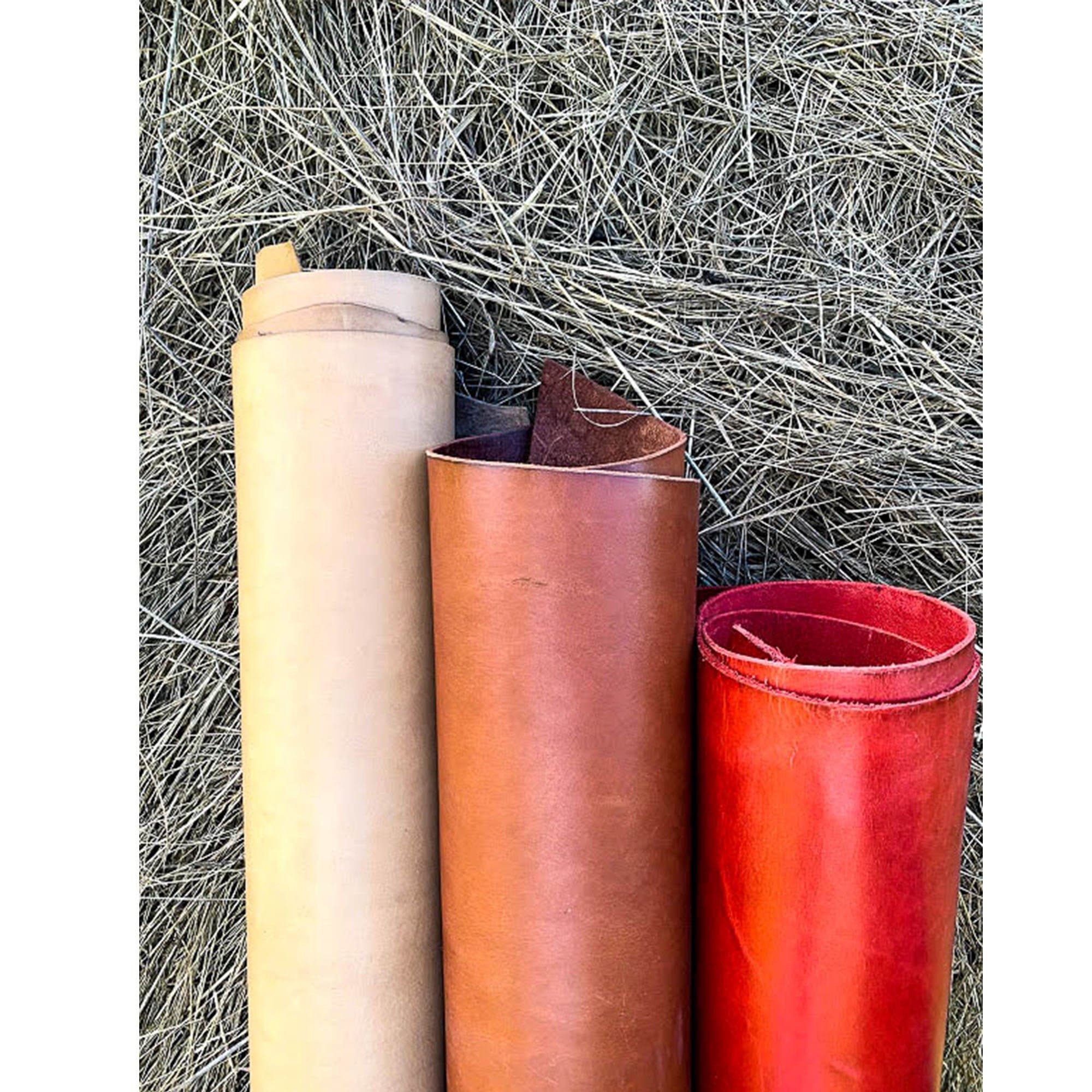 Buffalo leather sheets | Thick 8-9 oz | 3-3.5mm | Bizon Bull Red Brown Beige colors