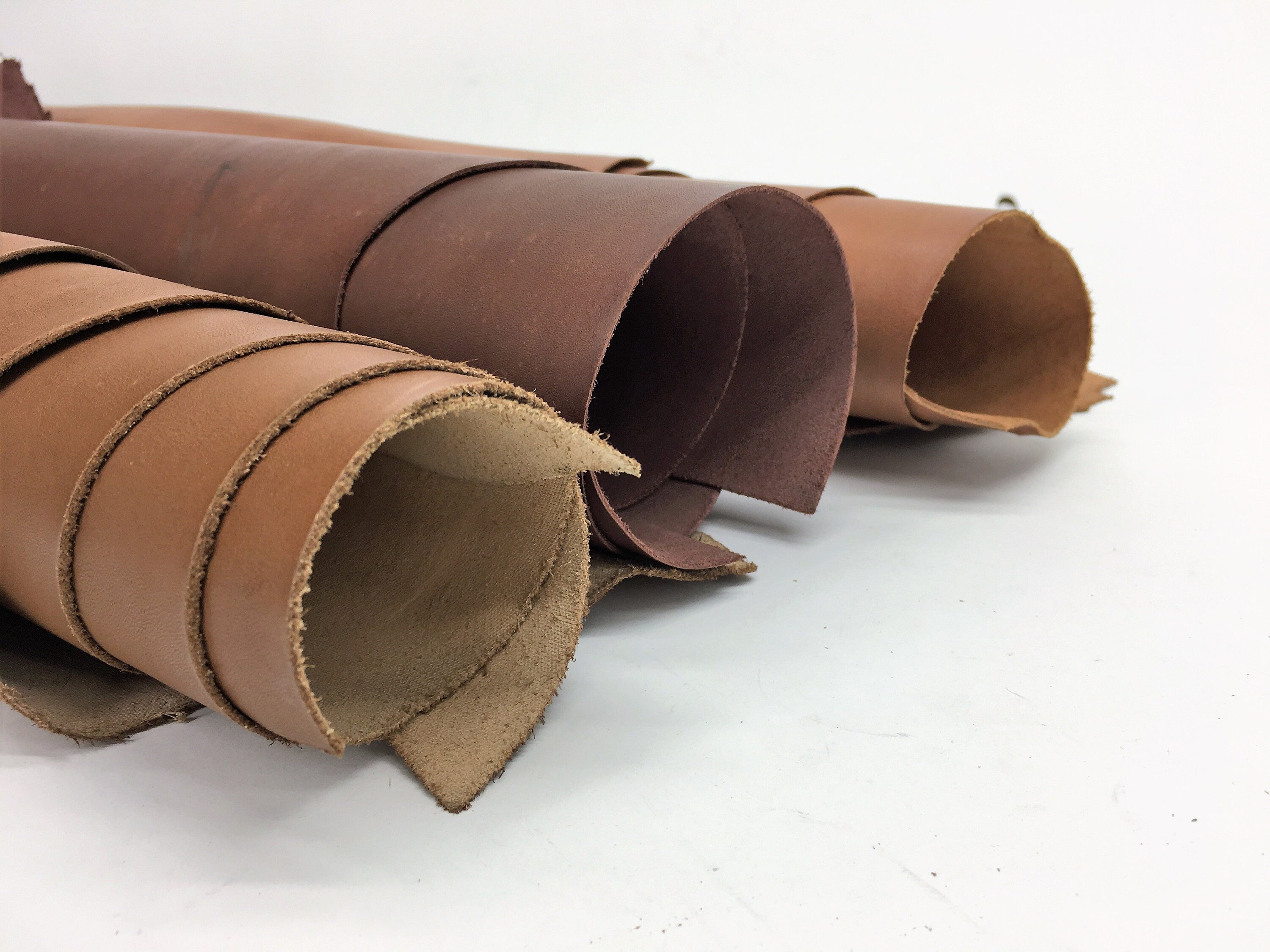 Vegetable tanned Brown Tan Chestnut brown matt leather side 1.2/1.4 mm 3-4 OZ
