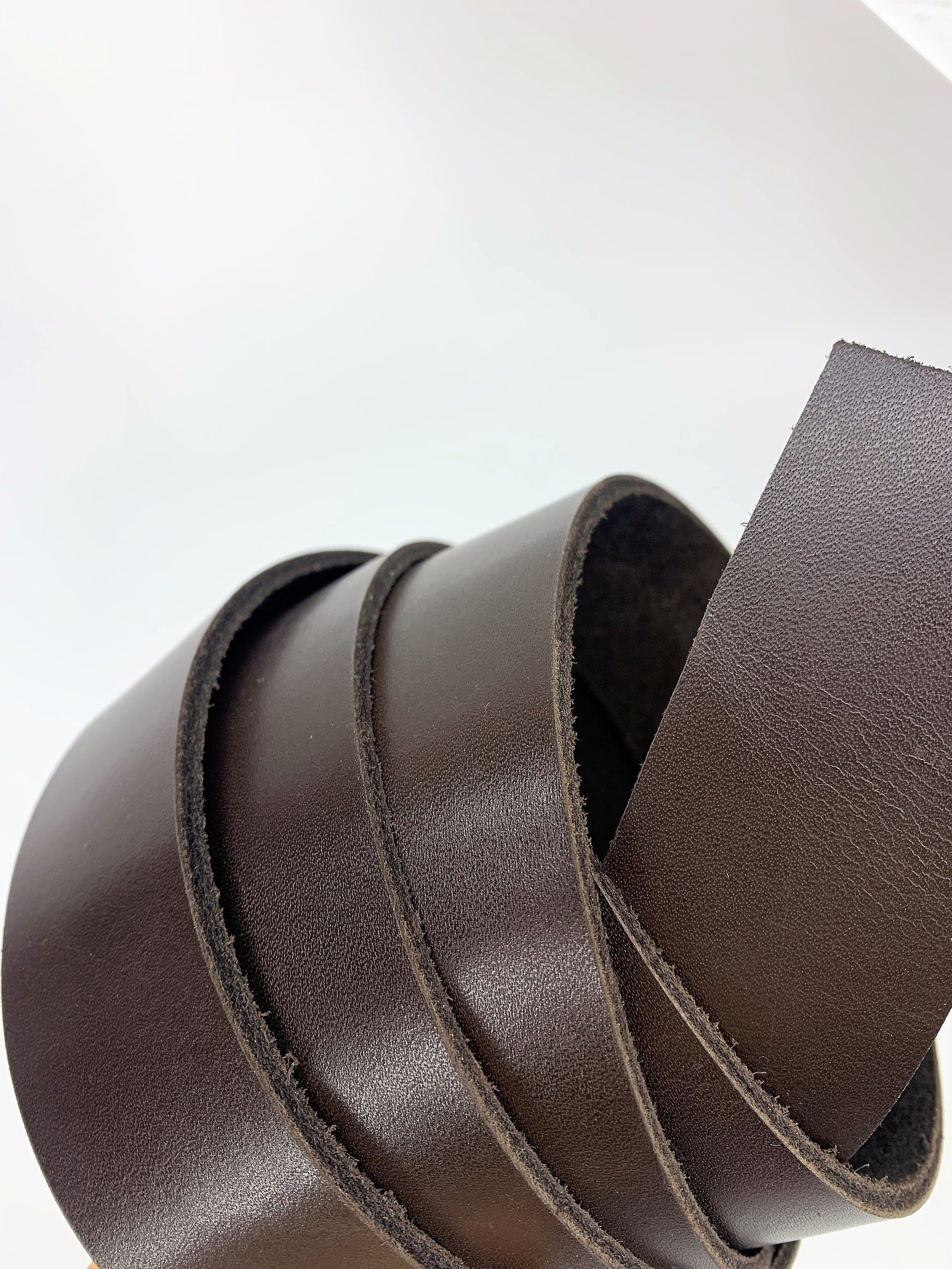 Dark brown shiny strip from natural genuine leather | 130 cm | 51 inch long | 3mm 9-10 oz thick | belt blanks, straps