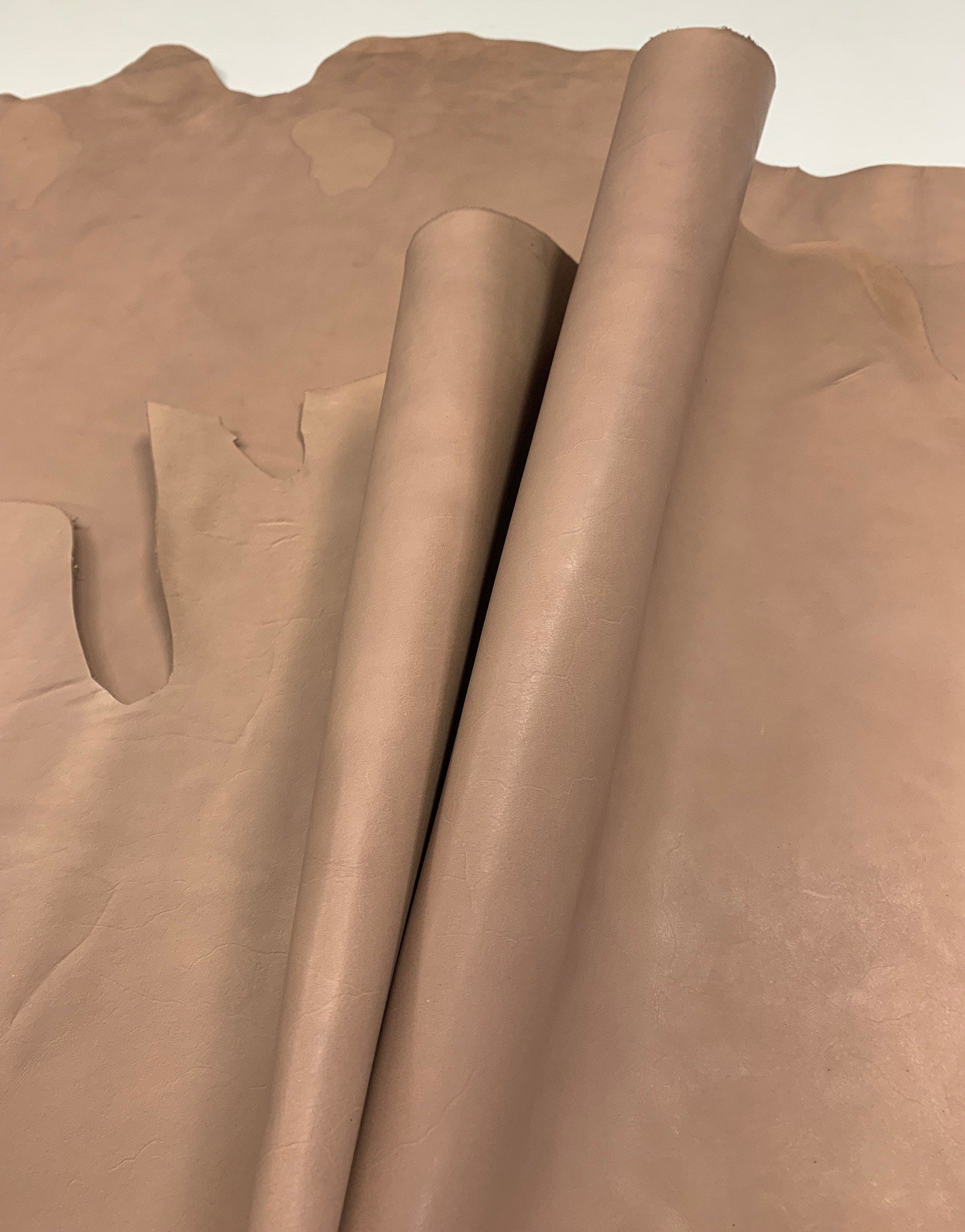 Vegetable tanned dirty nude color leather pieces | 1.2 mm 3 OZ thick | Waxed surface for burnishing