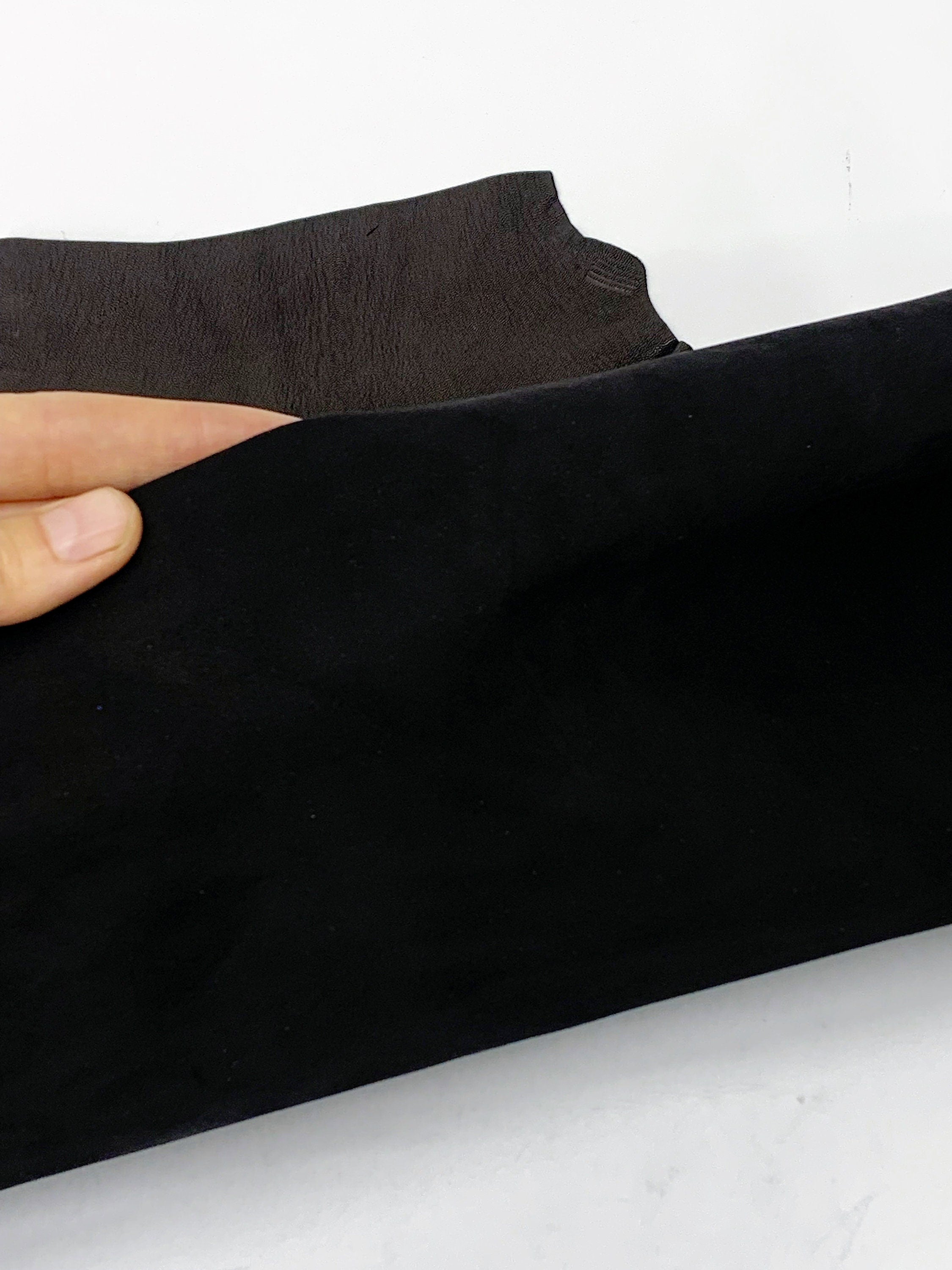 Black goat suede leather | 0.8/1.0 mm | 2-3 oz thin | Real natural leather hide