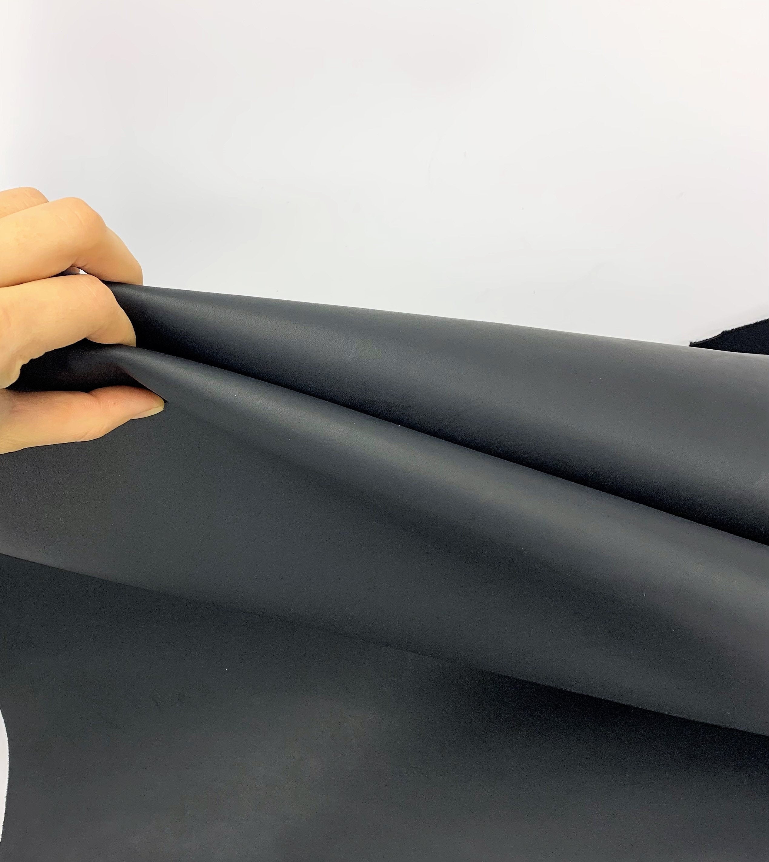 Black Leather Matt Veg Tan waxed 100% real natural | 1-1.2mm 2-3 OZ