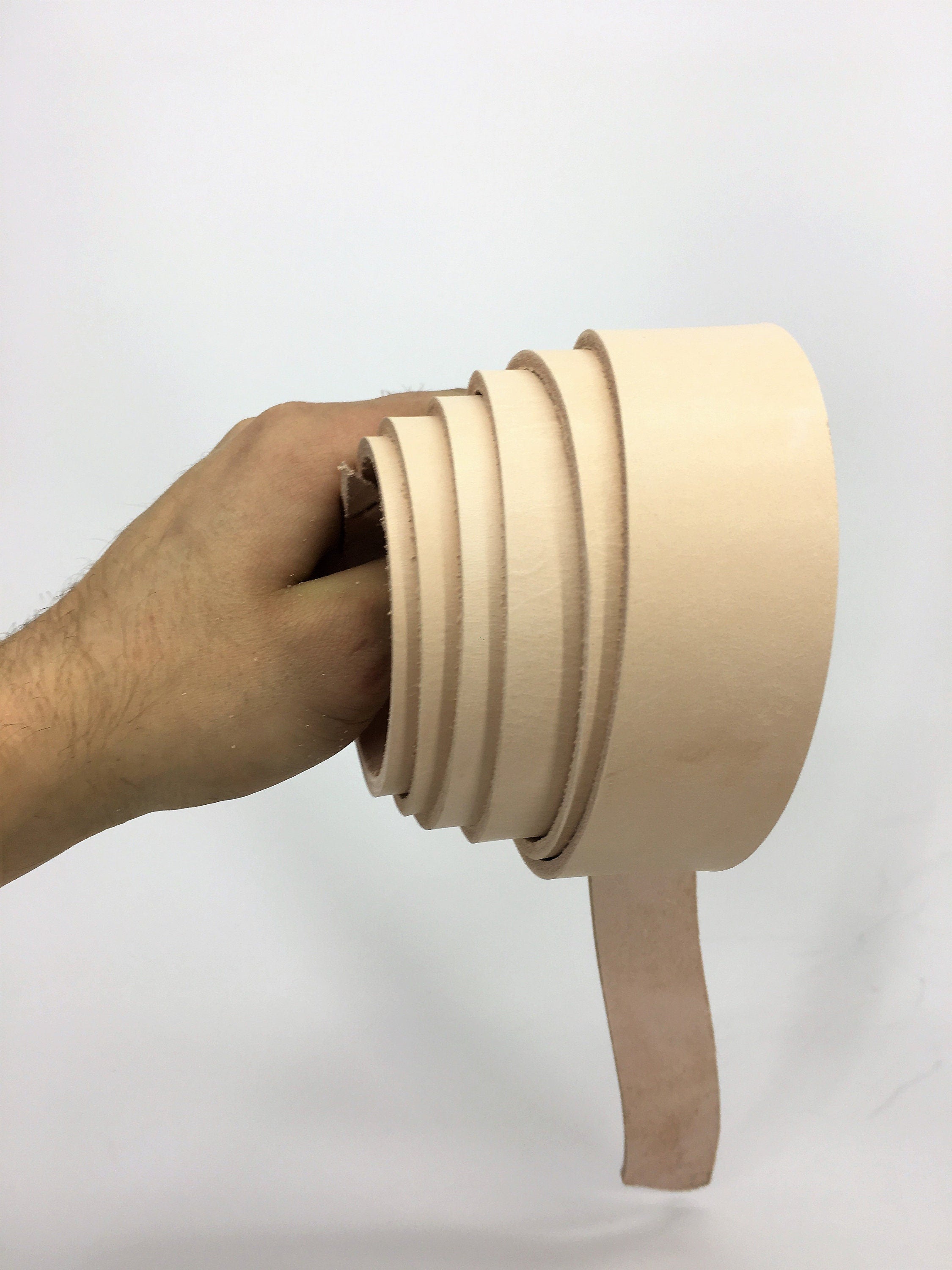 Beige vegetable tanned naural belt strap | Real natural leather | 160 cm | 63 inch | 3.5-4.0 mm 9-10 oz thick |