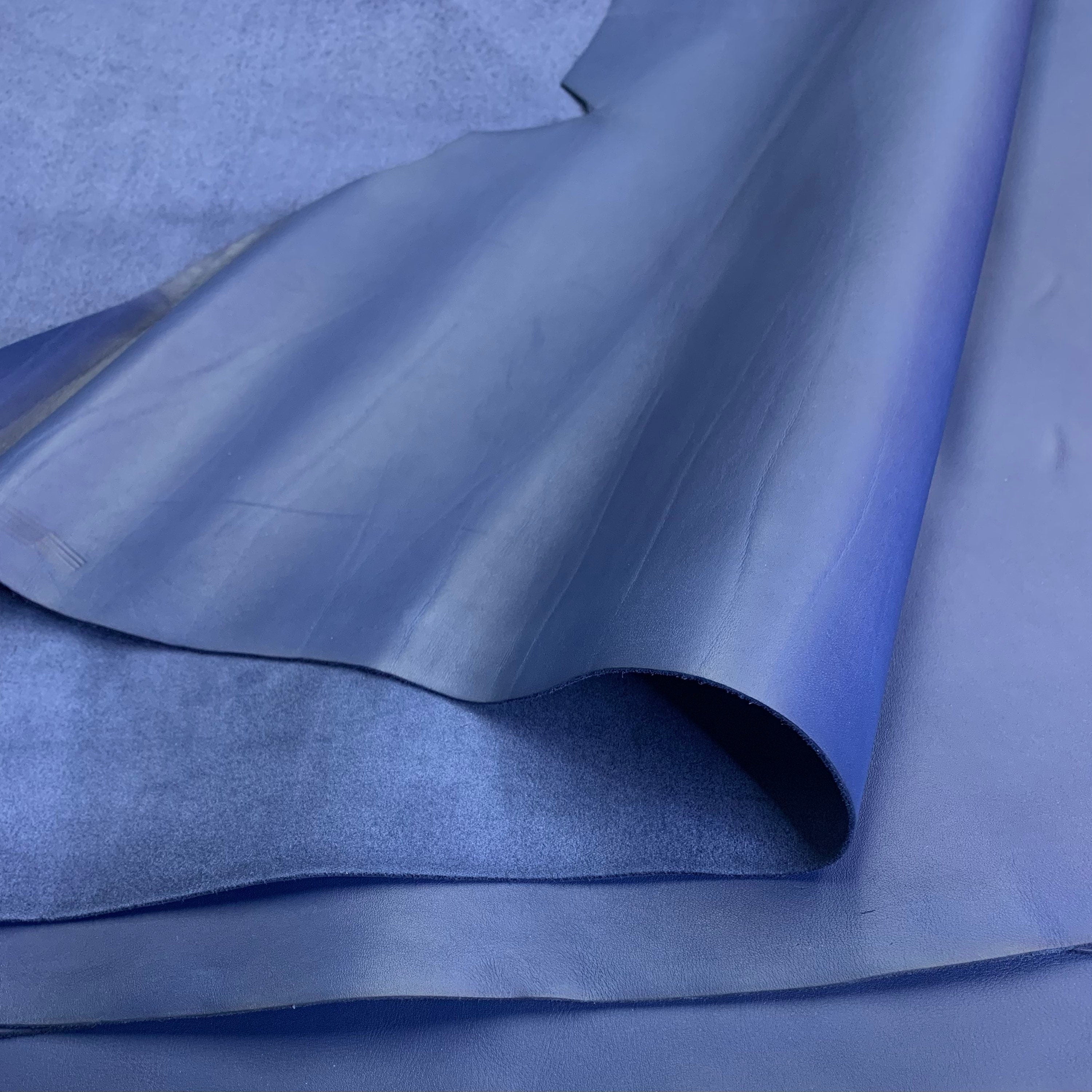 Blue leather nappa Royal Full Grain Side | 1.6-1.8 mm 4-5 OZ | Real natural genuine leather | Flat surface skin | sheets precut for bags, shoes