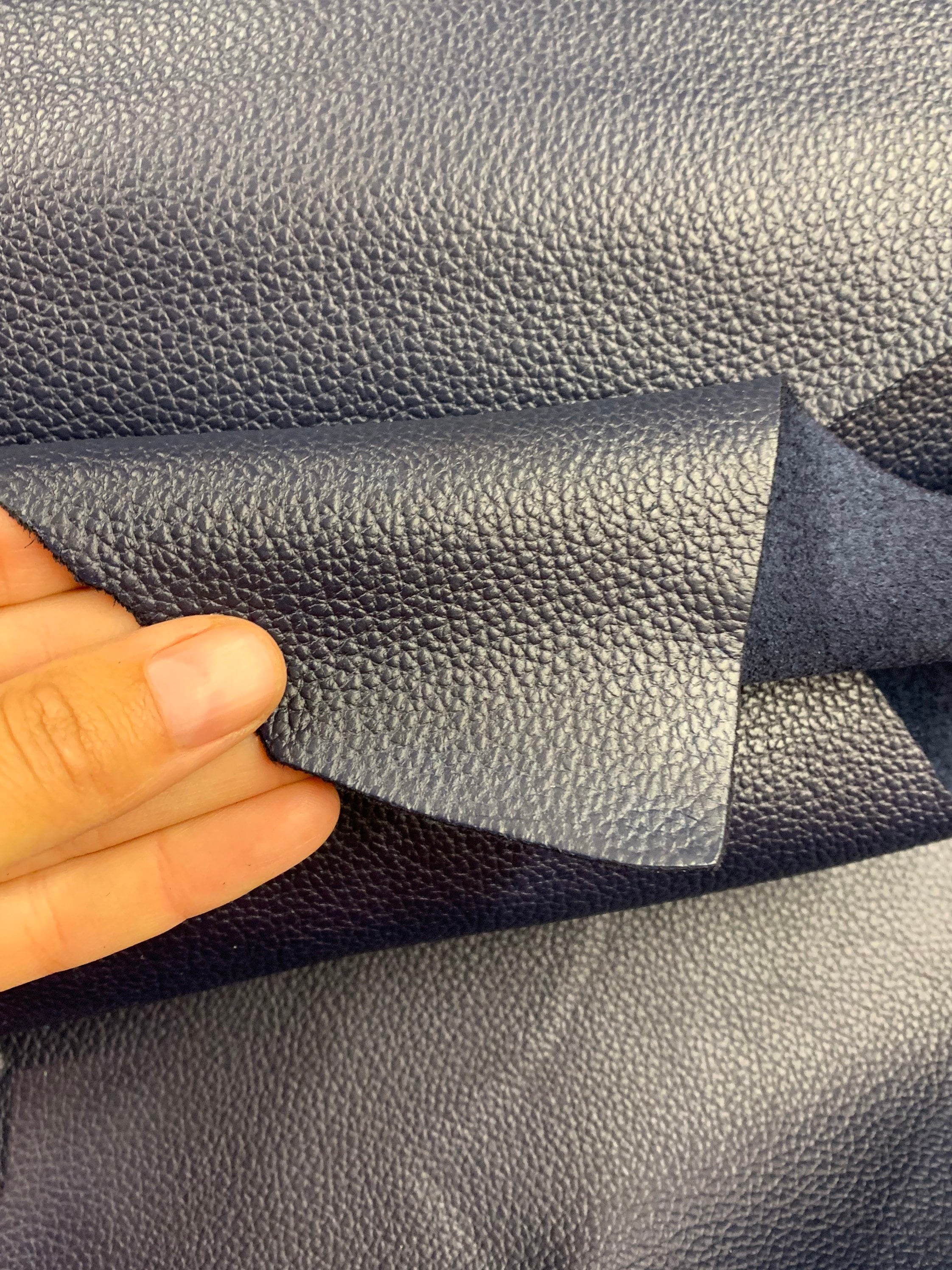 Navy blue leather pebbled natural cow |1.4-1.6 mm | 3-4 0z Real natural hide skin