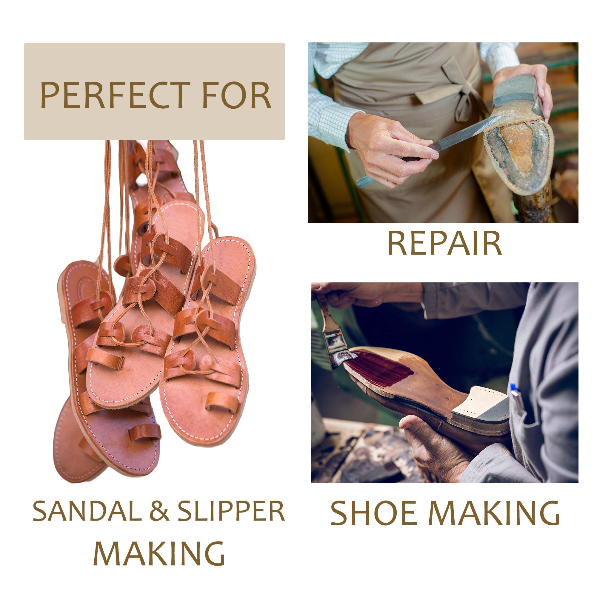Leather soles Pre-Cut Sheets | 4.5mm | 11 OZ | for Sandals, Shoes, Repair / DIY Craft