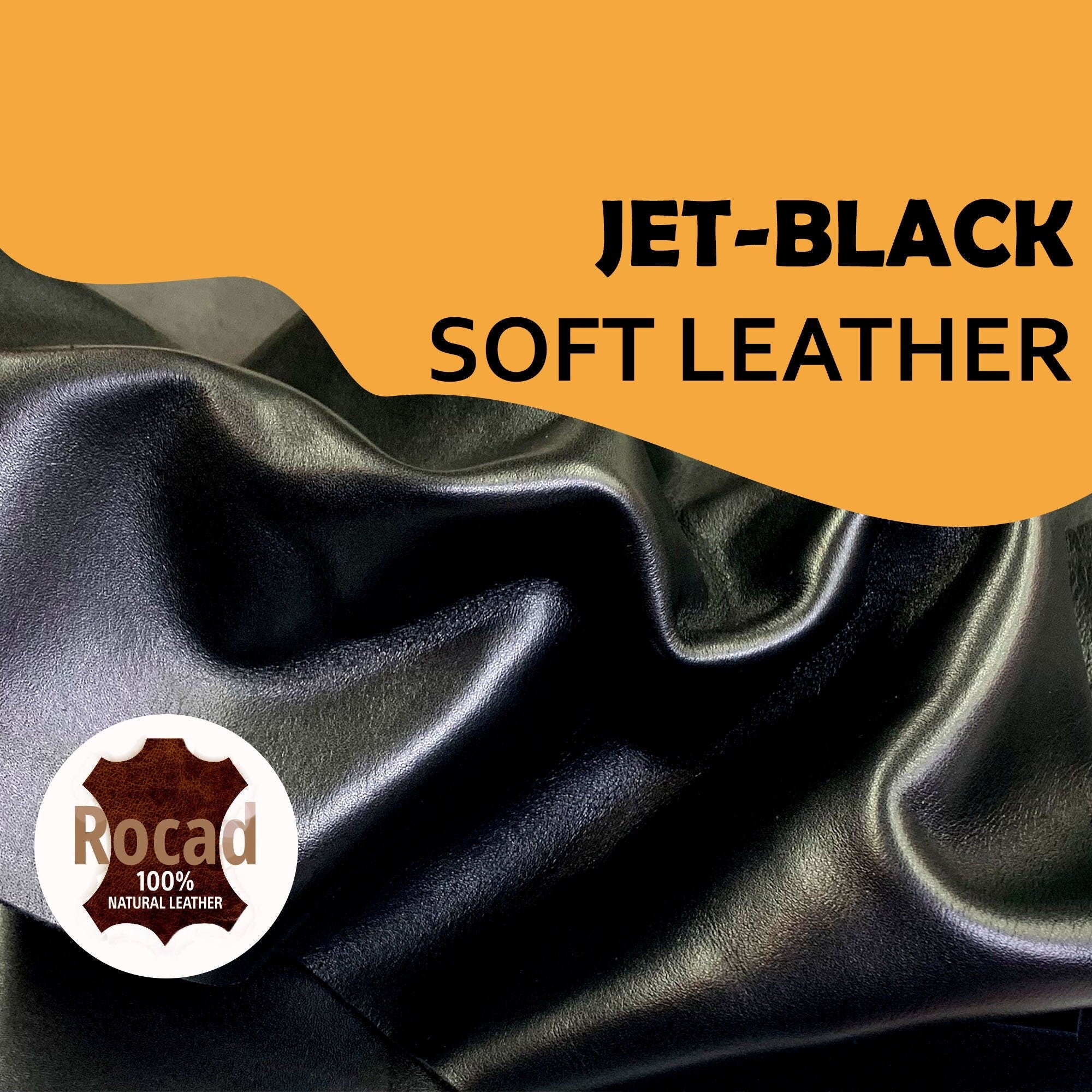 Thin soft 0.8-1 mm 2oz | Black Calf Leather | soft versatile elastic | hides sheets | for bags, shoes, clothing, bookbinding | leathercraft