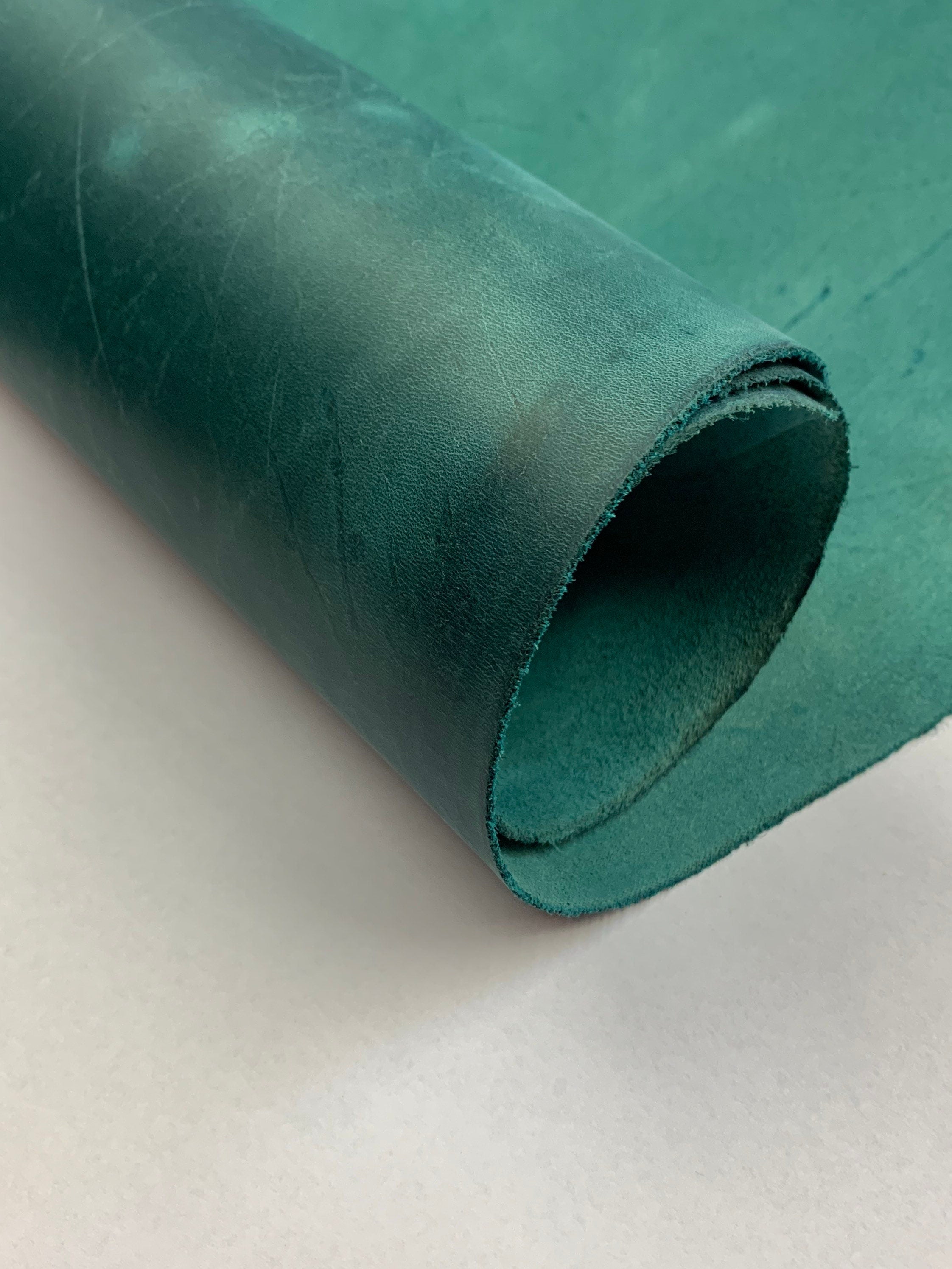Turquoise pull up real leather 1.6 mm 4 oz crazy horse waxy oily finishing