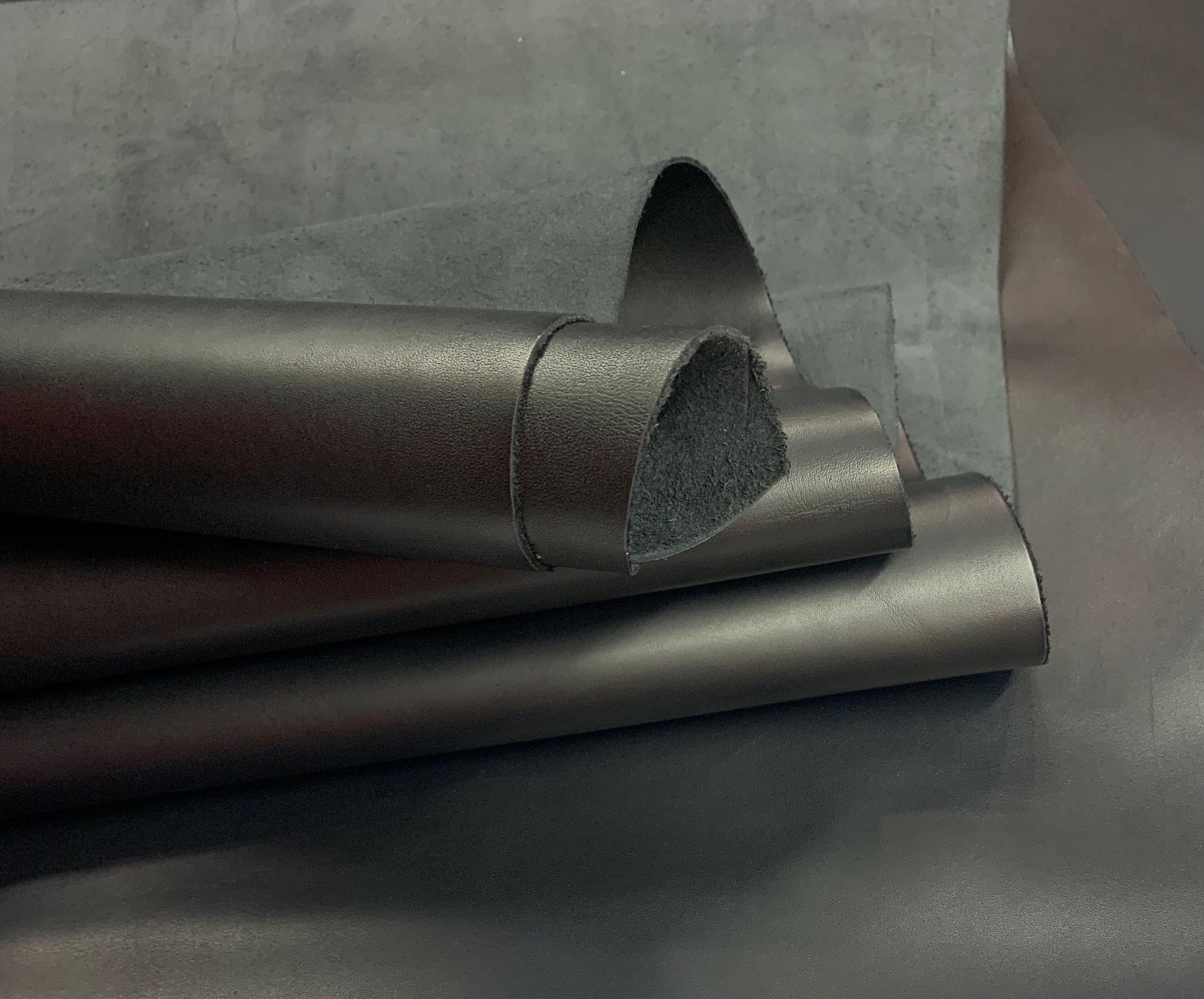 Black leather | 1.2-1.6 mm 3-4oz |soft smooth | hides sheets | for bags, shoes, wallets| leathercraft