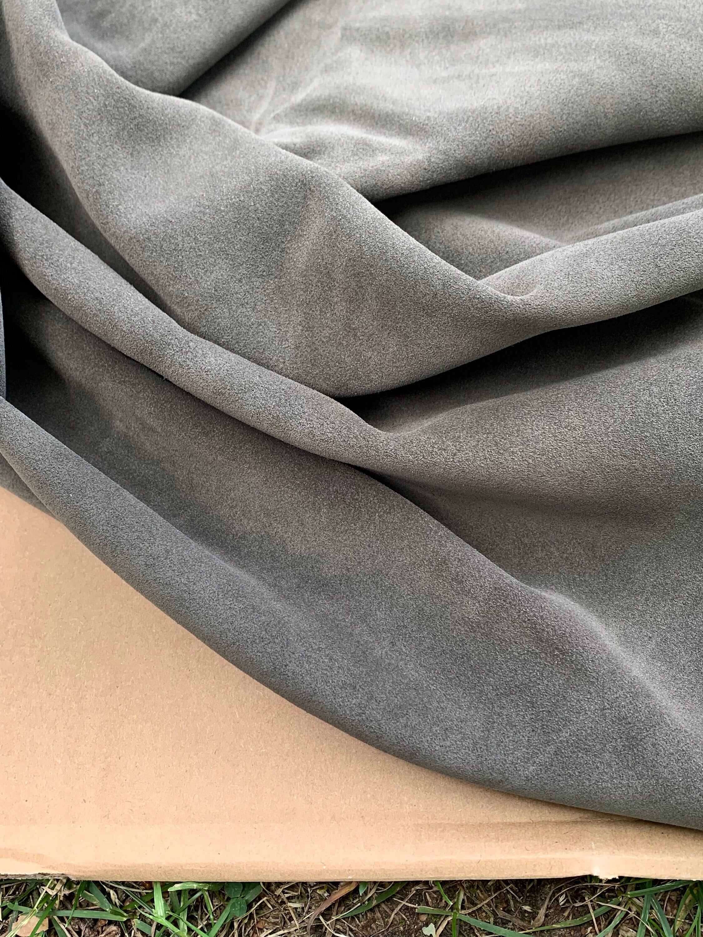 Cow suede natural leather 1.2/1.4 mm 3-4 oz color Dark khaki green pre cut sheets panels