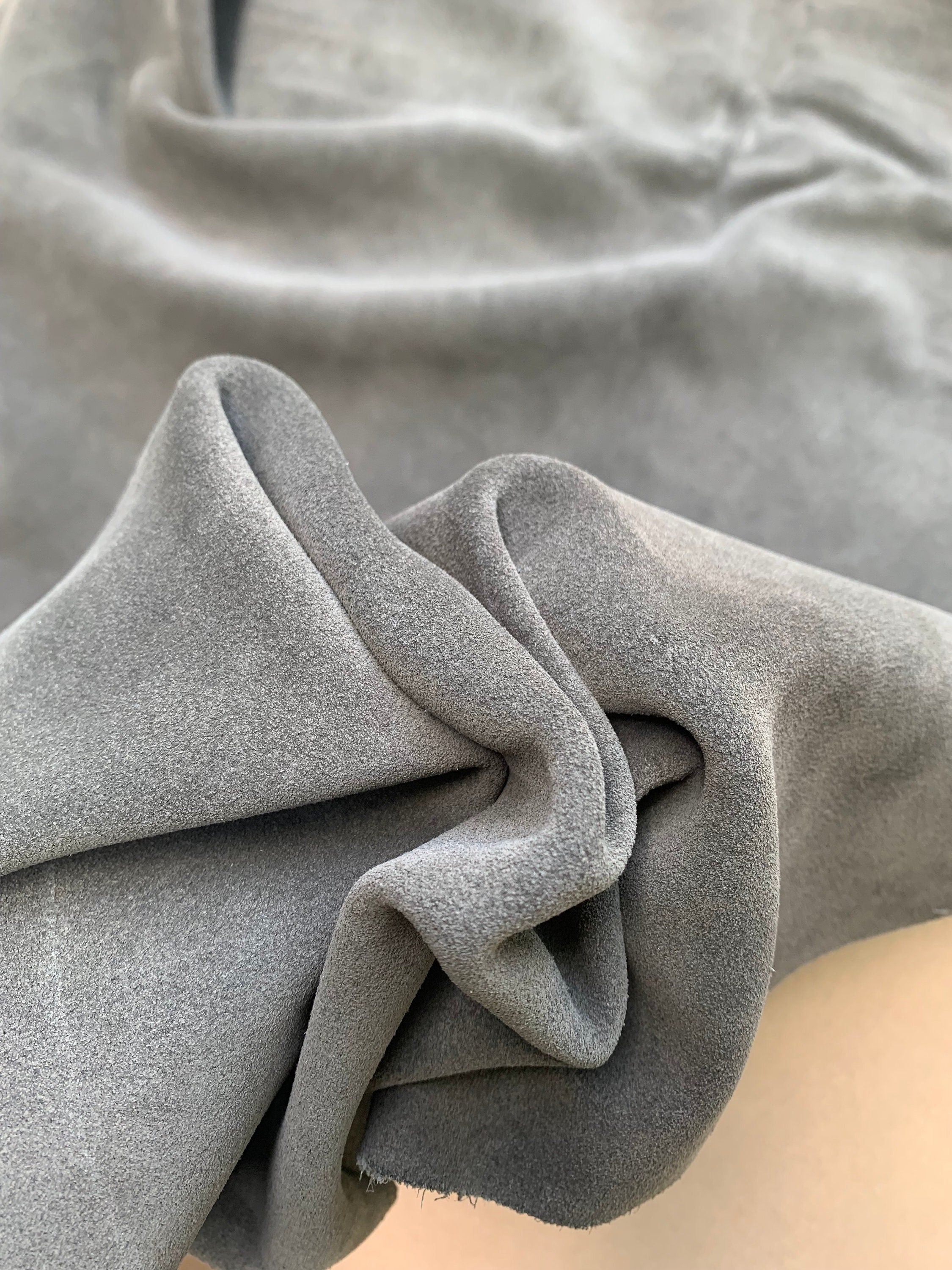 Cow suede natural leather 1.2/1.4 mm 3-4 oz color Dark khaki green pre cut sheets panels