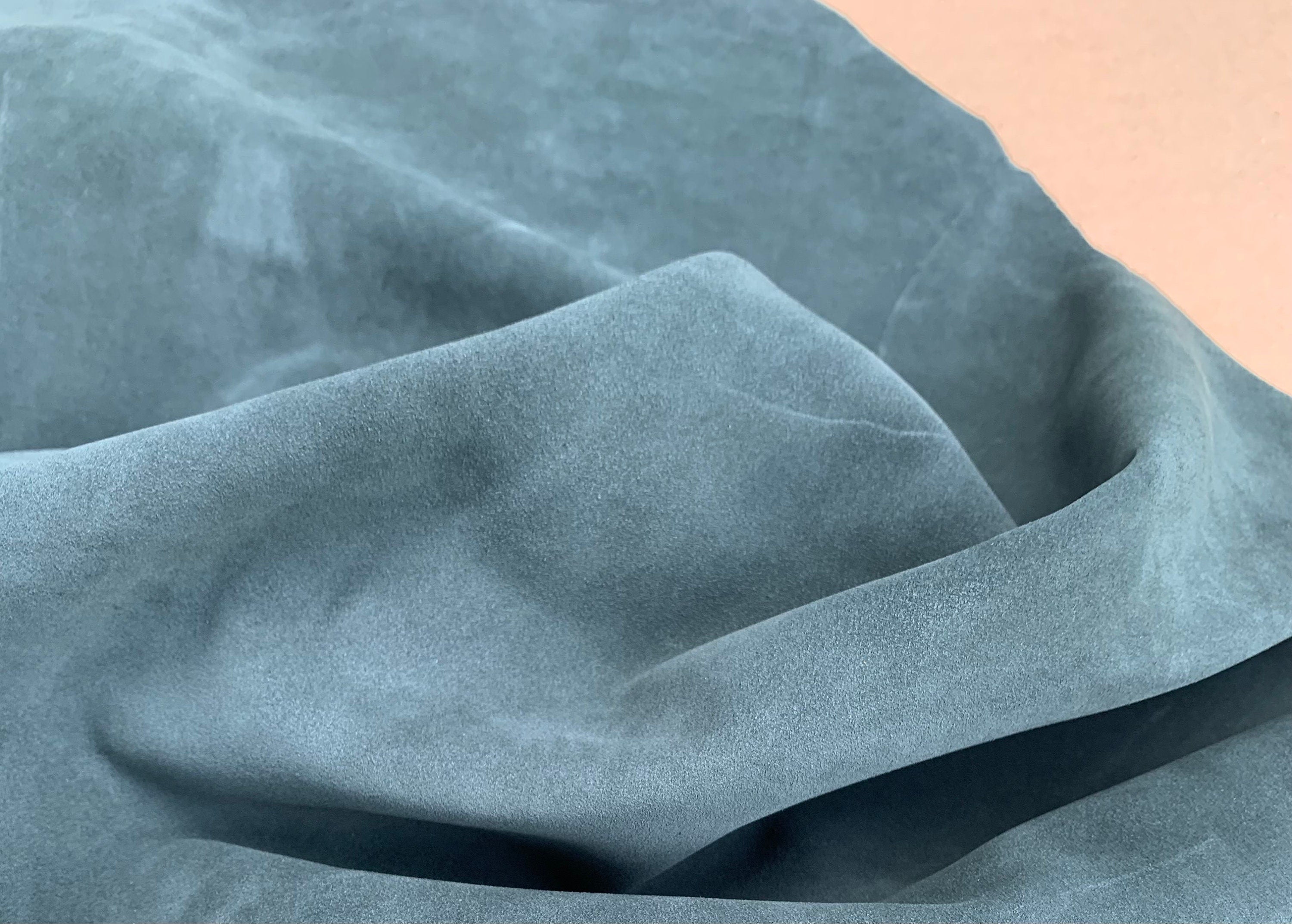 Suede Dark green sage natural leather 1.2/1.4 mm 3-4 oz pre cut sheets panels for sewing upholstery bags shoes