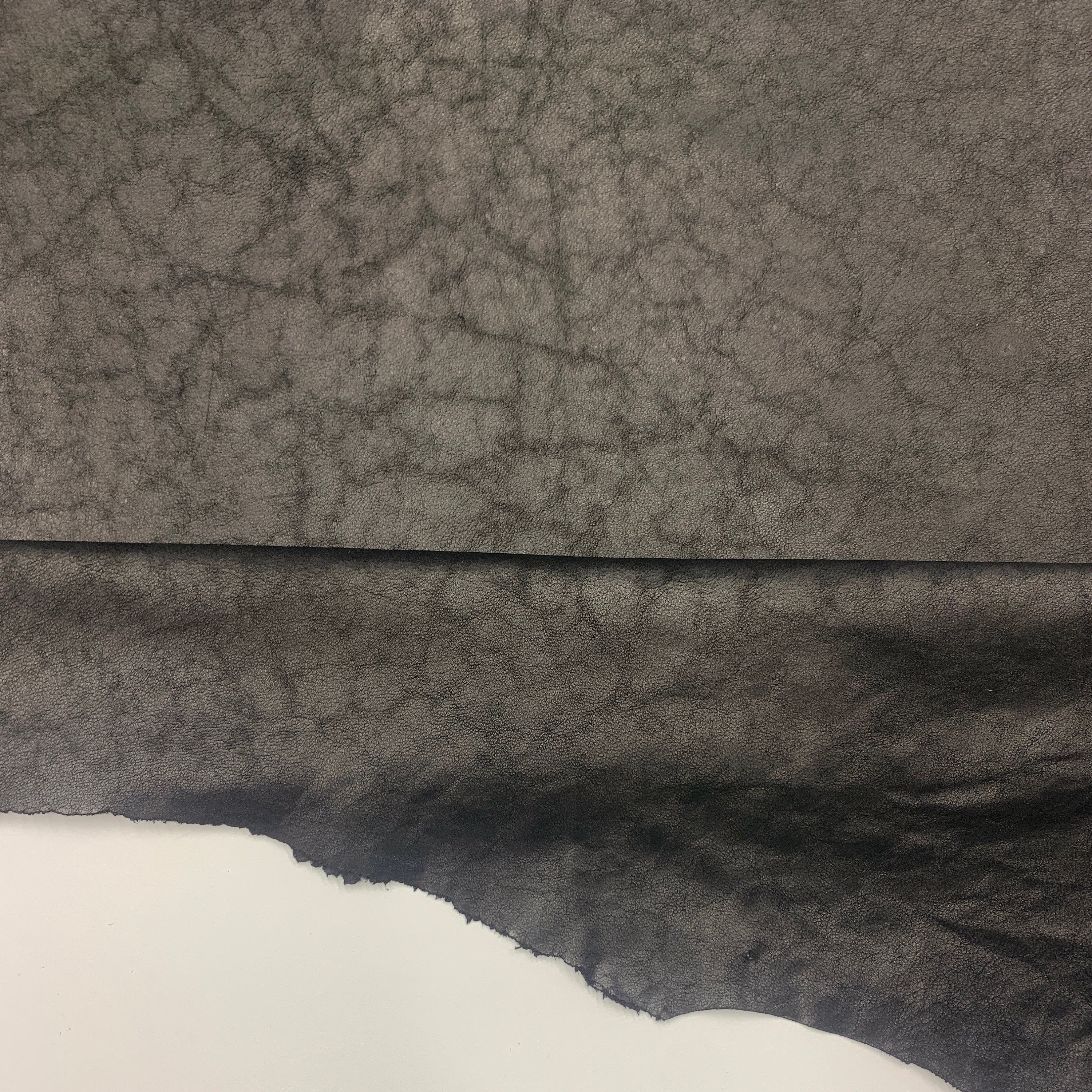 Thin Black leather | sheep leather | 0.3 mm 1oz | crunchy pattern| sheep hides skins | For gloves garments bookbinding purses lining