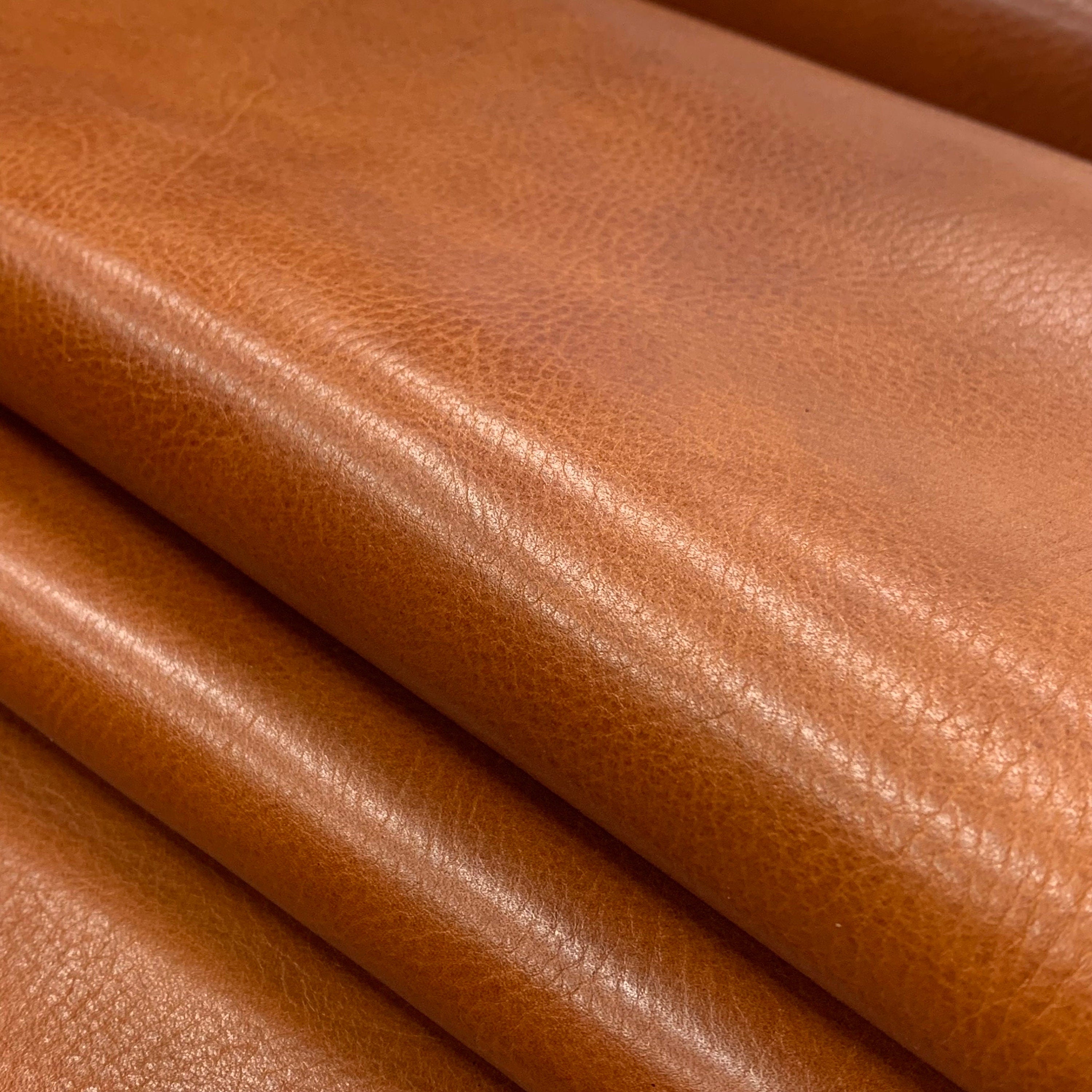 Brown Tan Cognac Real Leather Veg Tan | 1.8 mm 4-5OZ | SOFT| For bags, boots, upholstery, italian