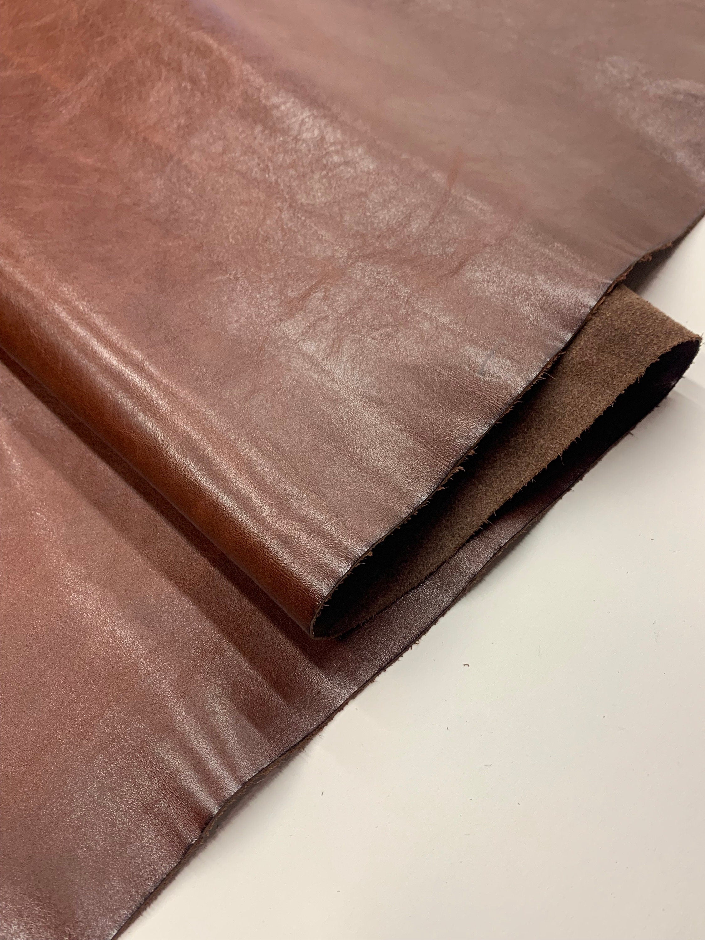 Brown Italian Vegetable tanned soft natural leather 1.2 mm 3 oz Dark Brown Distressed nappa