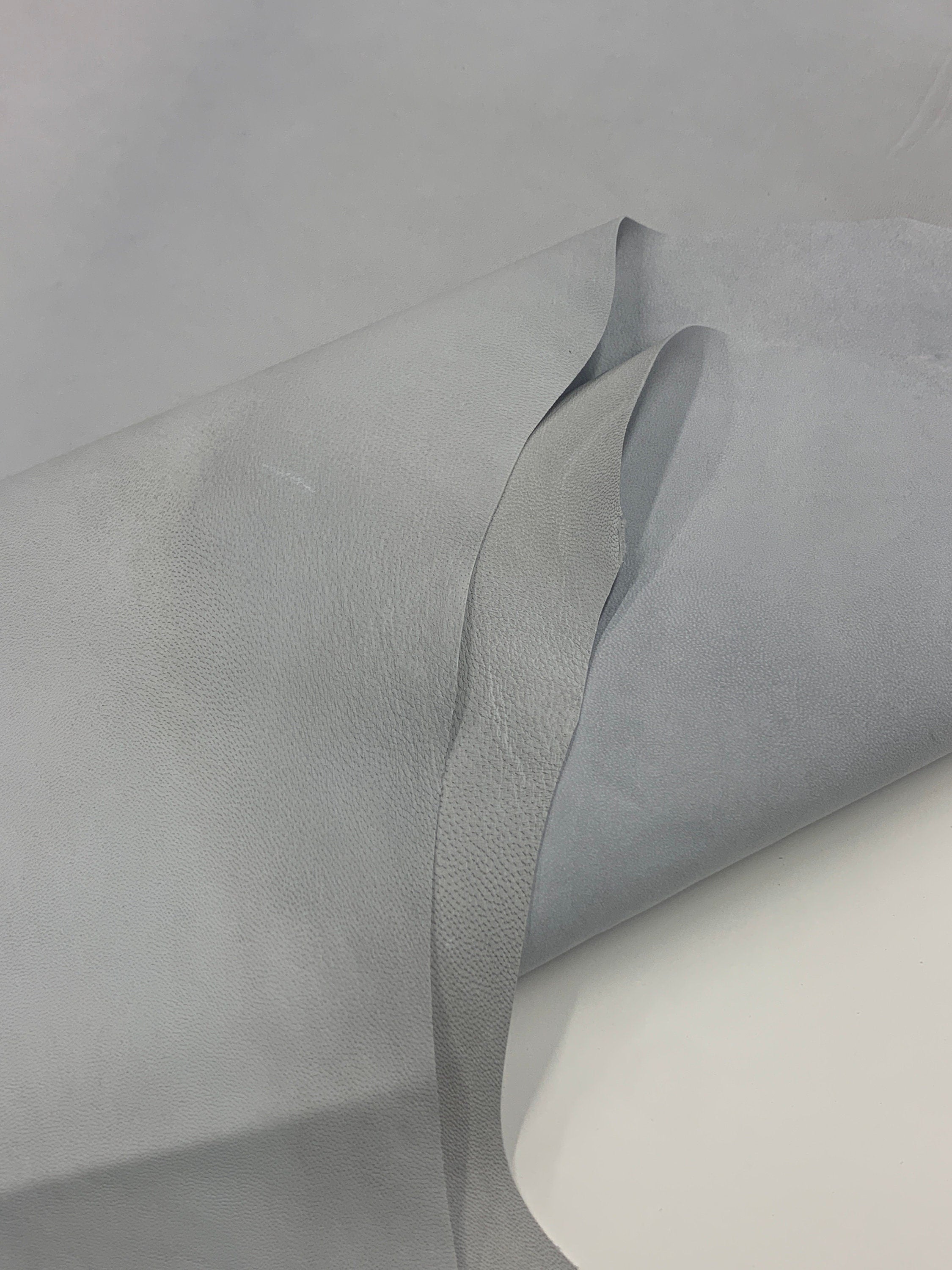 Thin gray leather | nubuck | 0.4-0.5 mm 1oz | off white | sheep hides skins | For lining bookbinding distressed