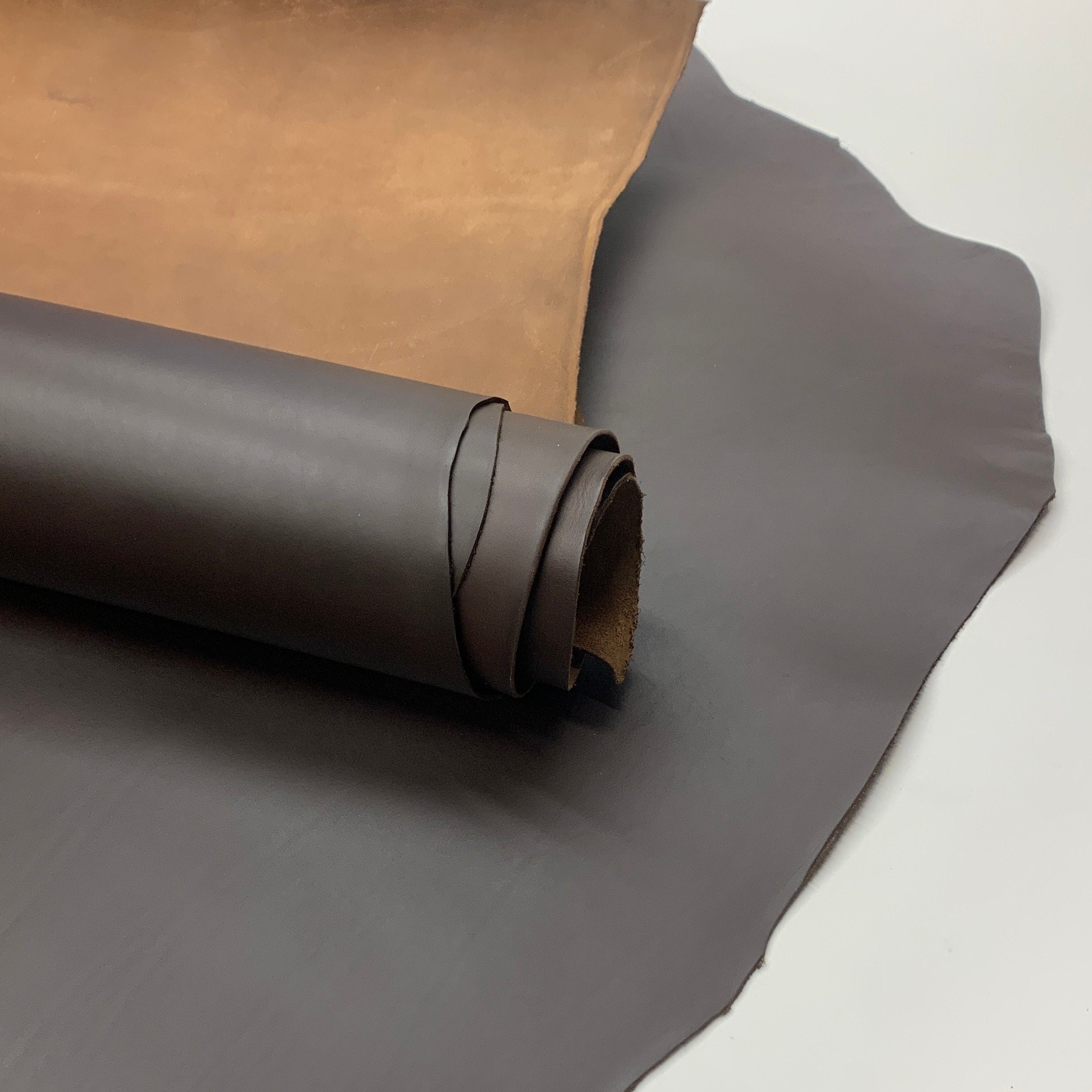 Dark Brown Leather Vegetable tanned Italian | matt thick natural | 2.2 mm 5-6oz | sheets for bags shoes crafts durable heavy belts handles