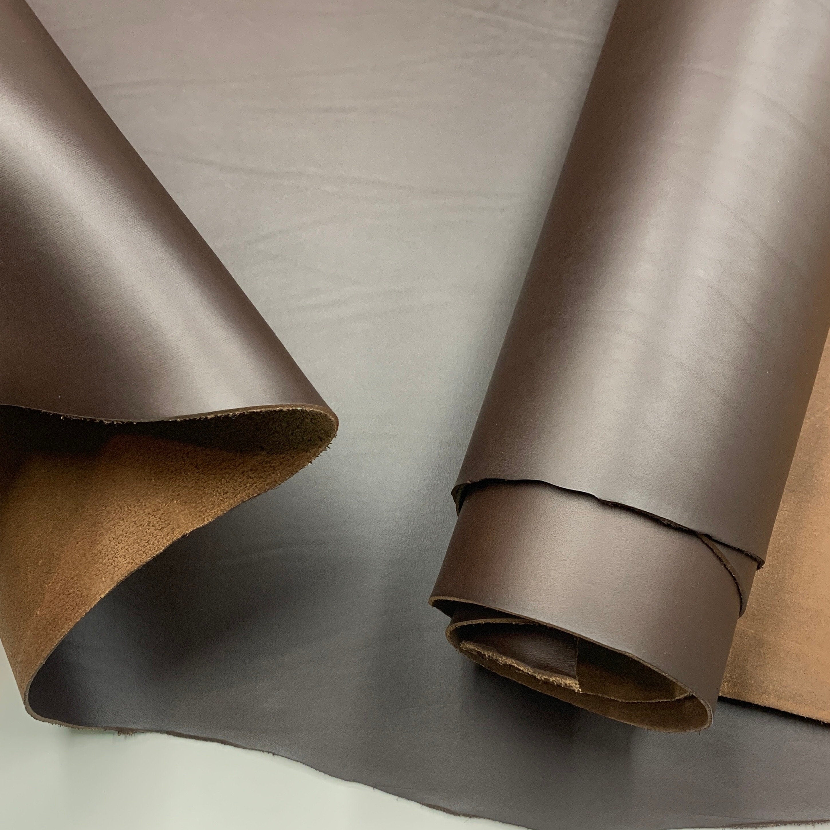 Dark Brown Leather Vegetable tanned Italian | matt thick natural | 2.2 mm 5-6oz | sheets for bags shoes crafts durable heavy belts handles