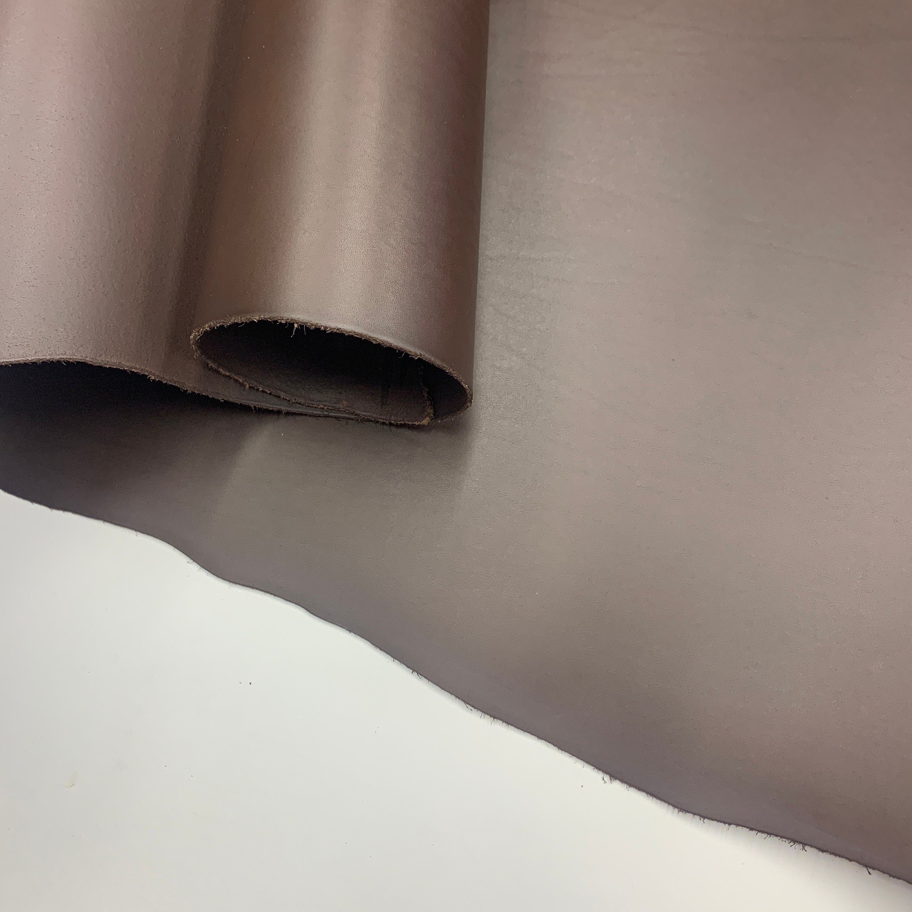 Dark Brown Leather Vegetable tanned Italian | semi-matt thick natural | 2.2 mm 5-6oz | sheets for bags crafts durable heavy belts handles