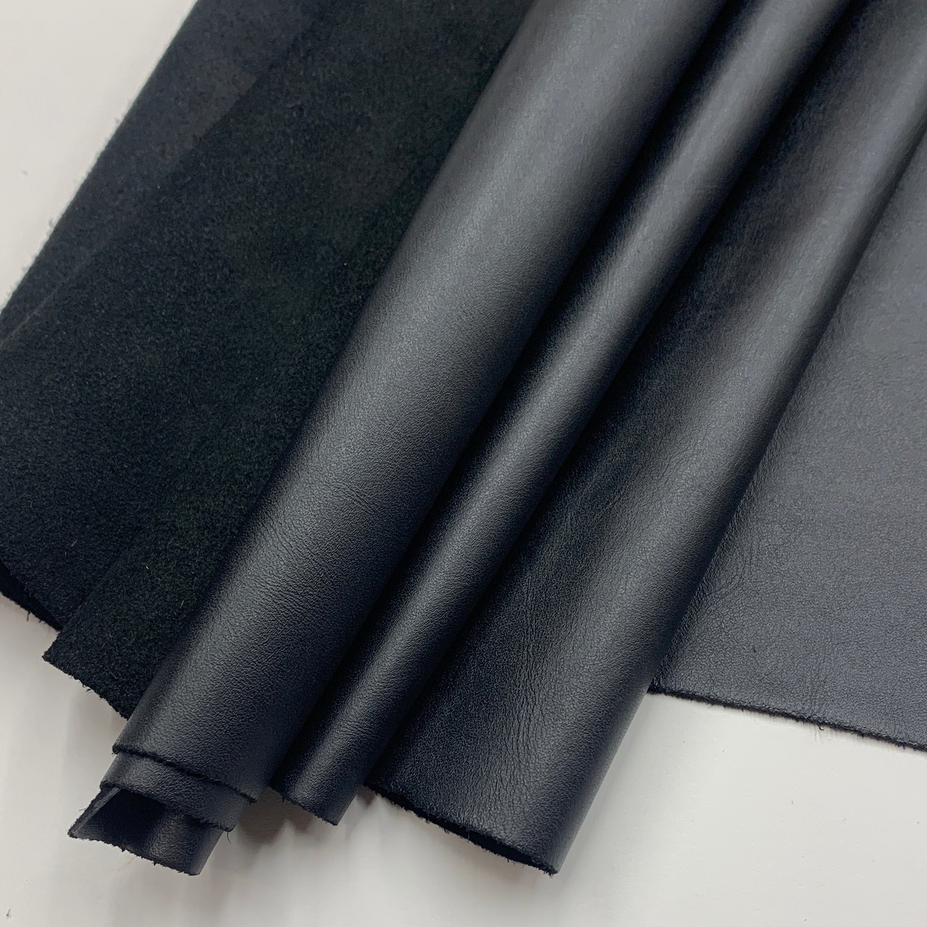 Black leather Thin soft | 1 mm 2-3oz | Calf | soft versatile elastic | hides sheets | for bags, shoes, clothing, bookbinding | leathercraft
