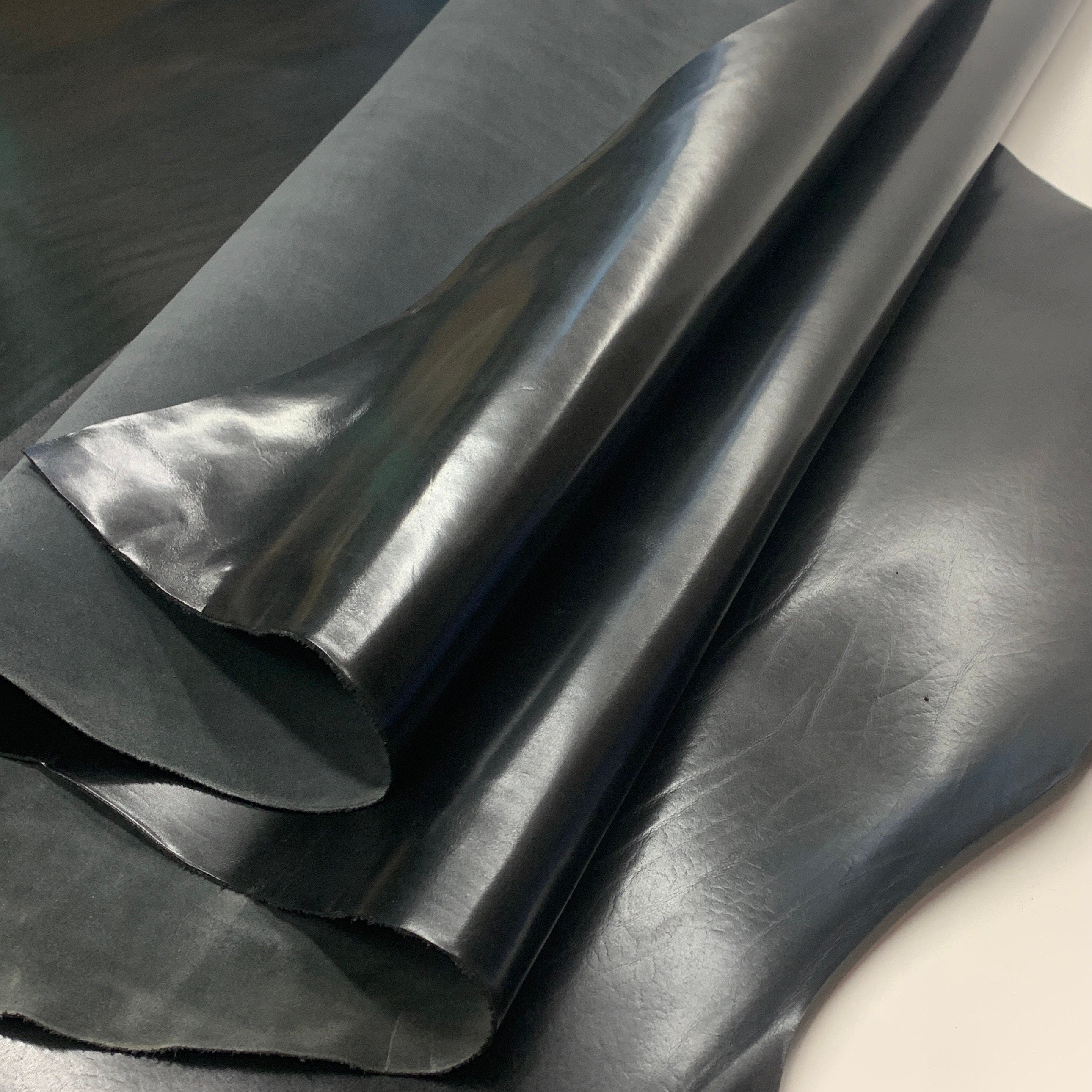 Black Vegetable Tanned leather Shoulders Top Grain Aniline leather 1.5 mm 4 oz nappa