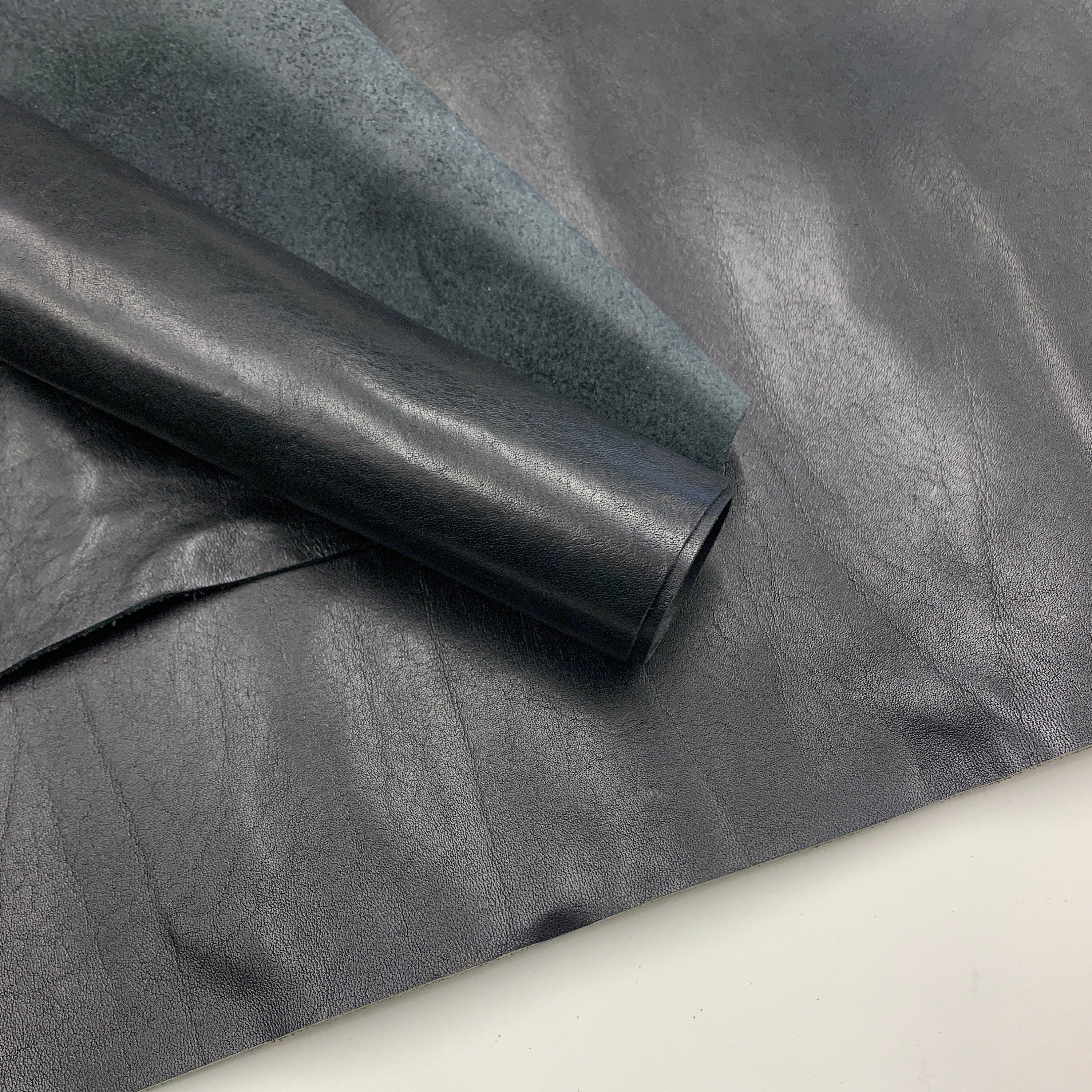 Black Vegetable Tanned leather Top Grain Aniline leather 1.5 mm 4 oily oz for bags wallets shoes boots