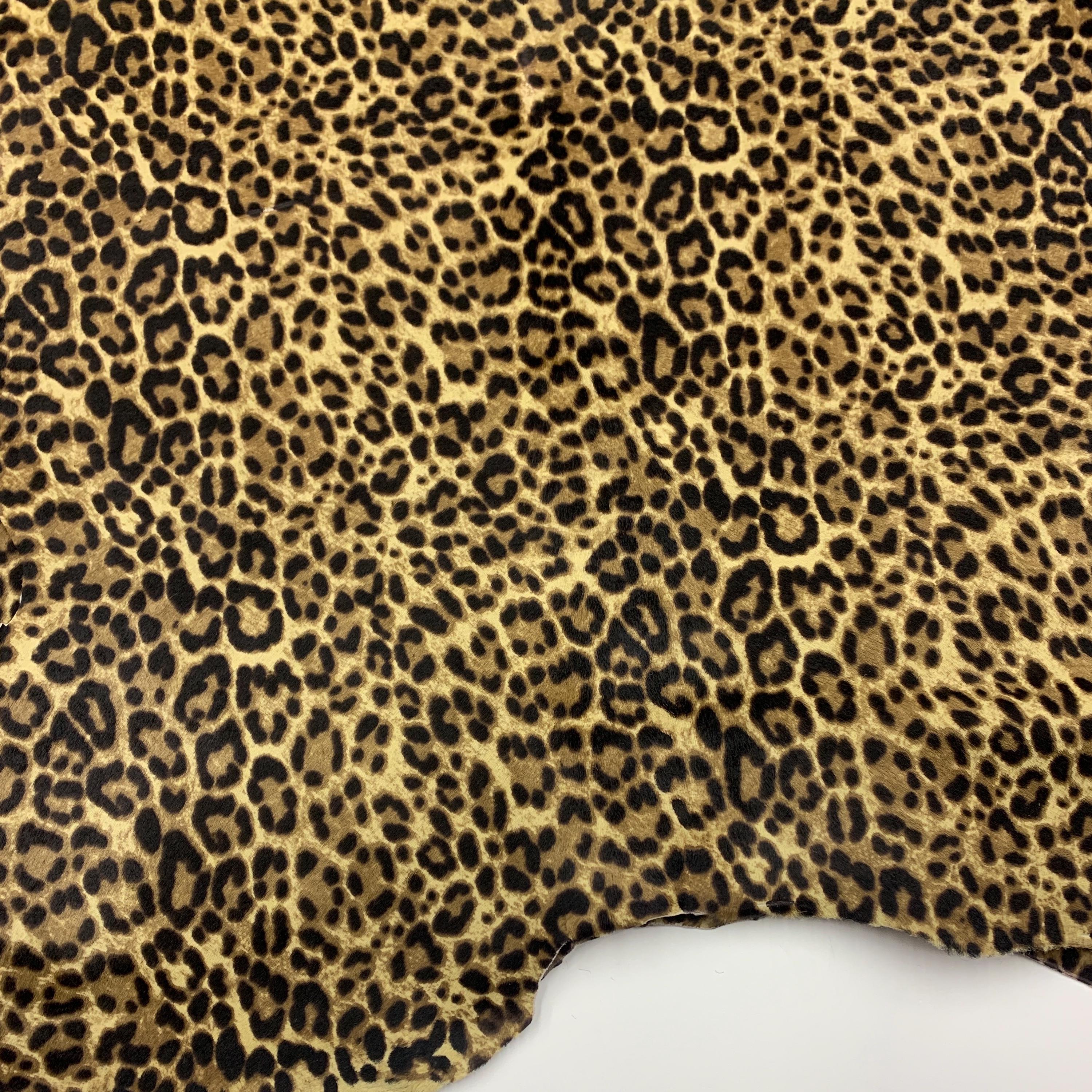 Furry leopard leather | Dark brown | 1.0 mm - 2 oz | pony, hairy for purses, clothing