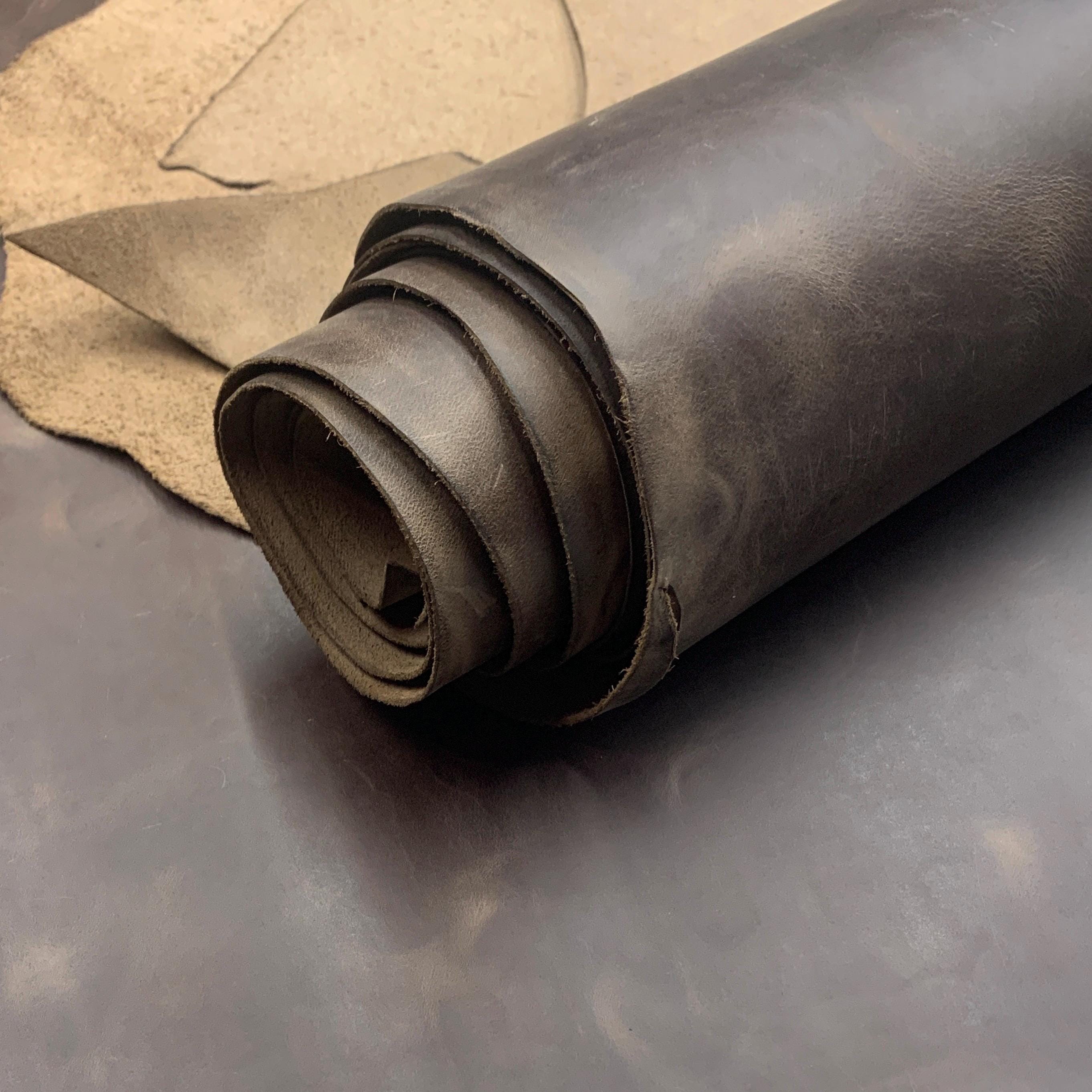 Brown leather pull up real 1.2mm 3oz thick crazy horse waxy oily finishing distressed