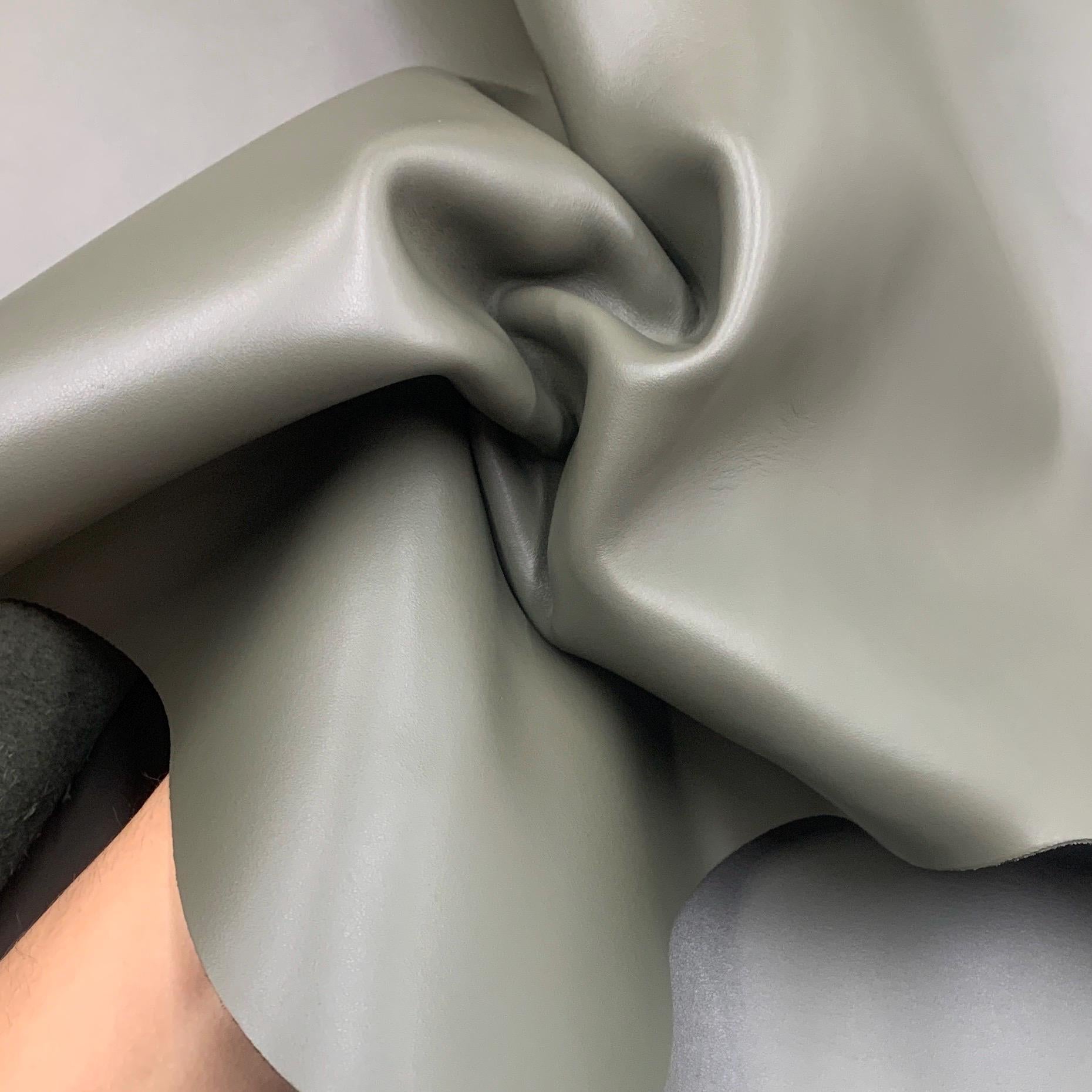 Khaki leather Green nappa Full Grain Side | 1.6 mm 4 OZ | Real natural leather | Flat surface | sheets panels precut leathercraft