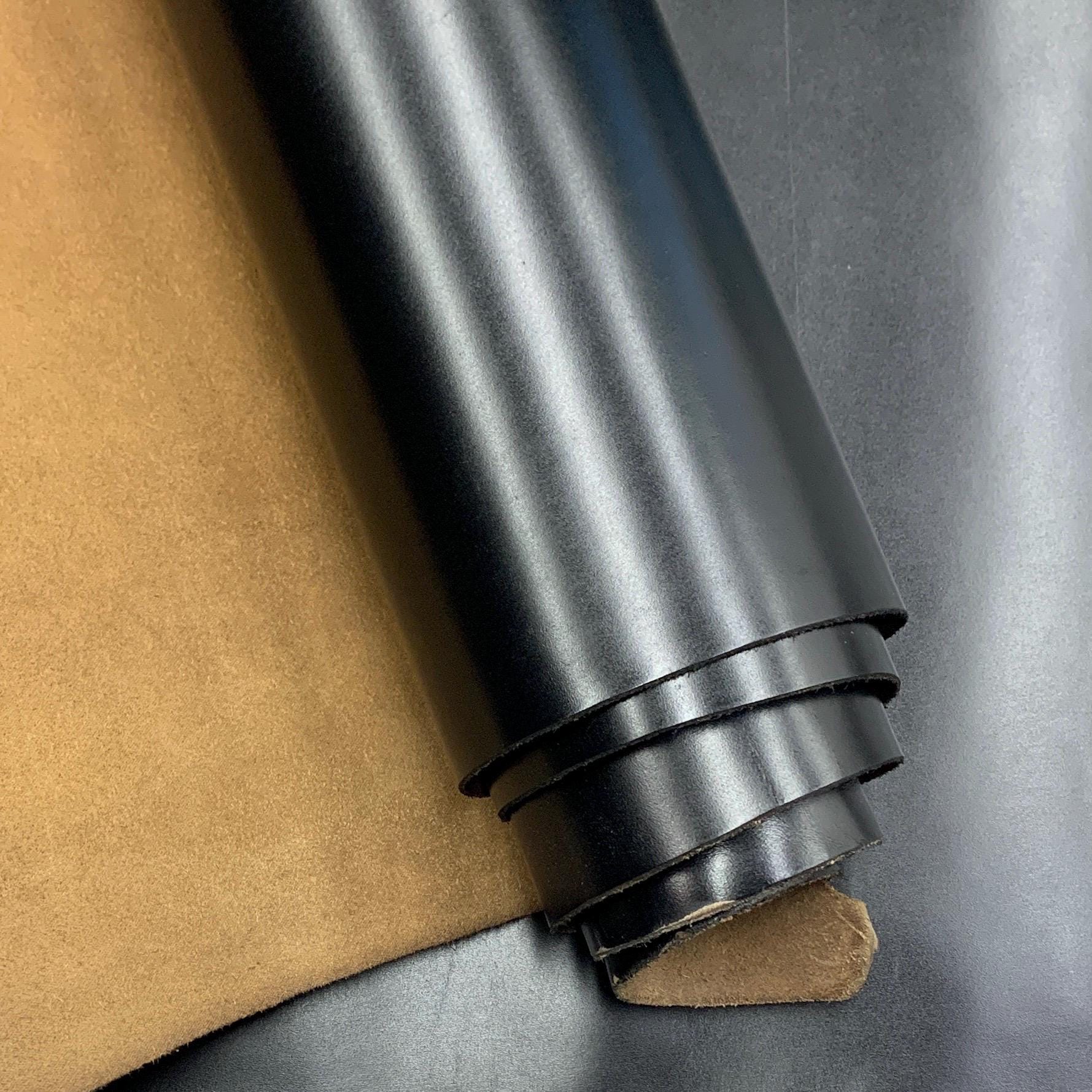 Black Leather Vegetable tanned Italian | mid stiff natural | 1.6 mm 4oz | sheets panels for bags shoes crafts leathercraft