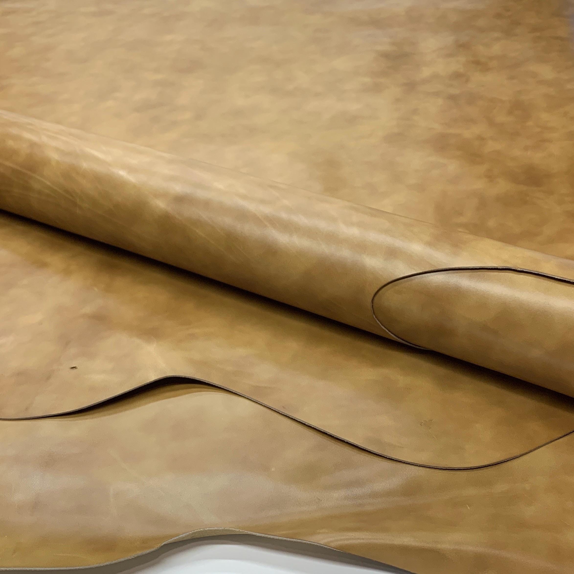 Light Brown leather | Italian Vegetable Tanned | Hand dyed | Oil tanned 100% natural | 1.3 mm 3 oz | sheets pieces panels for bags, boots
