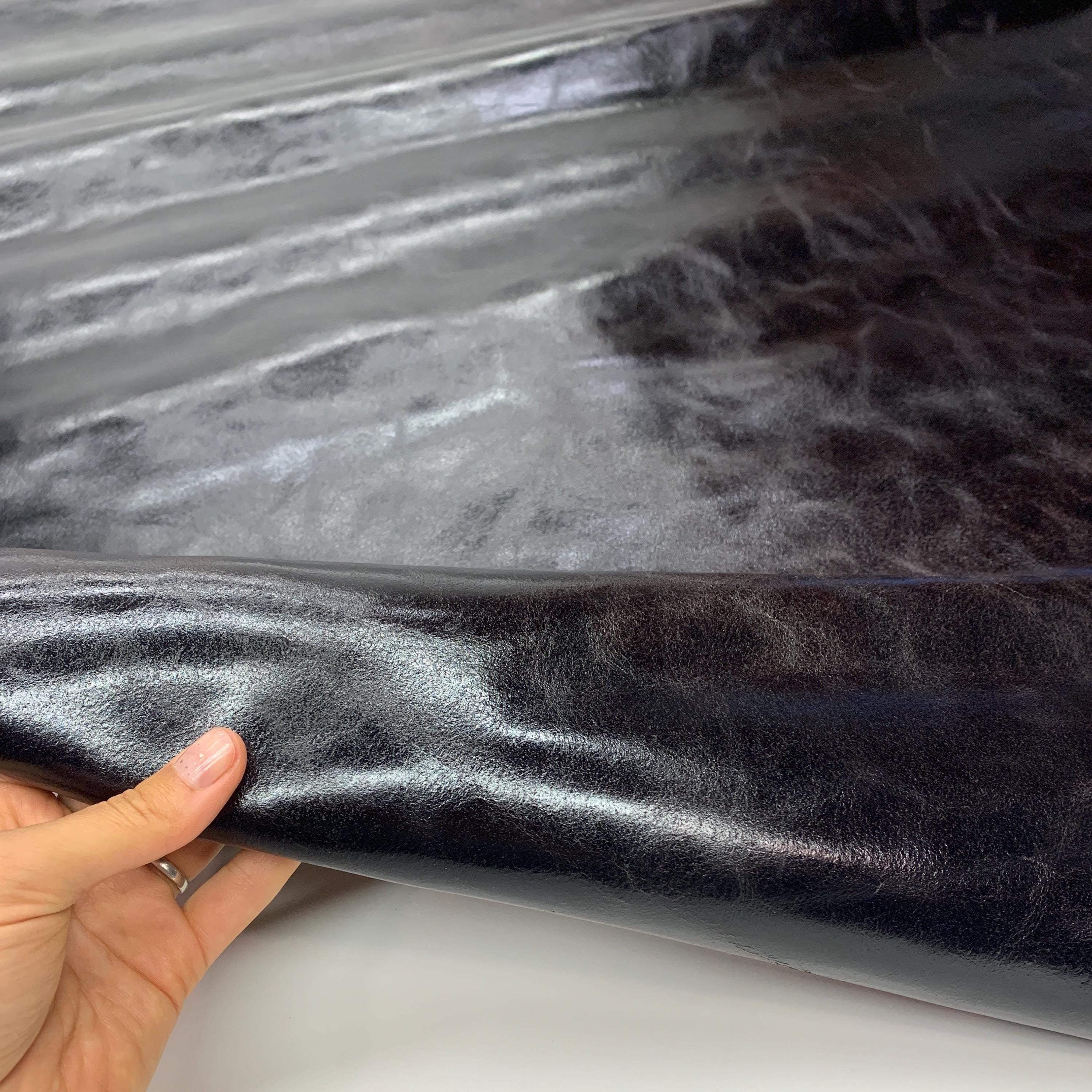 Black leather Italian Vegetable tanned soft natural 1.6 mm 4 oz Distressed sheets panels for bags shoes crafts