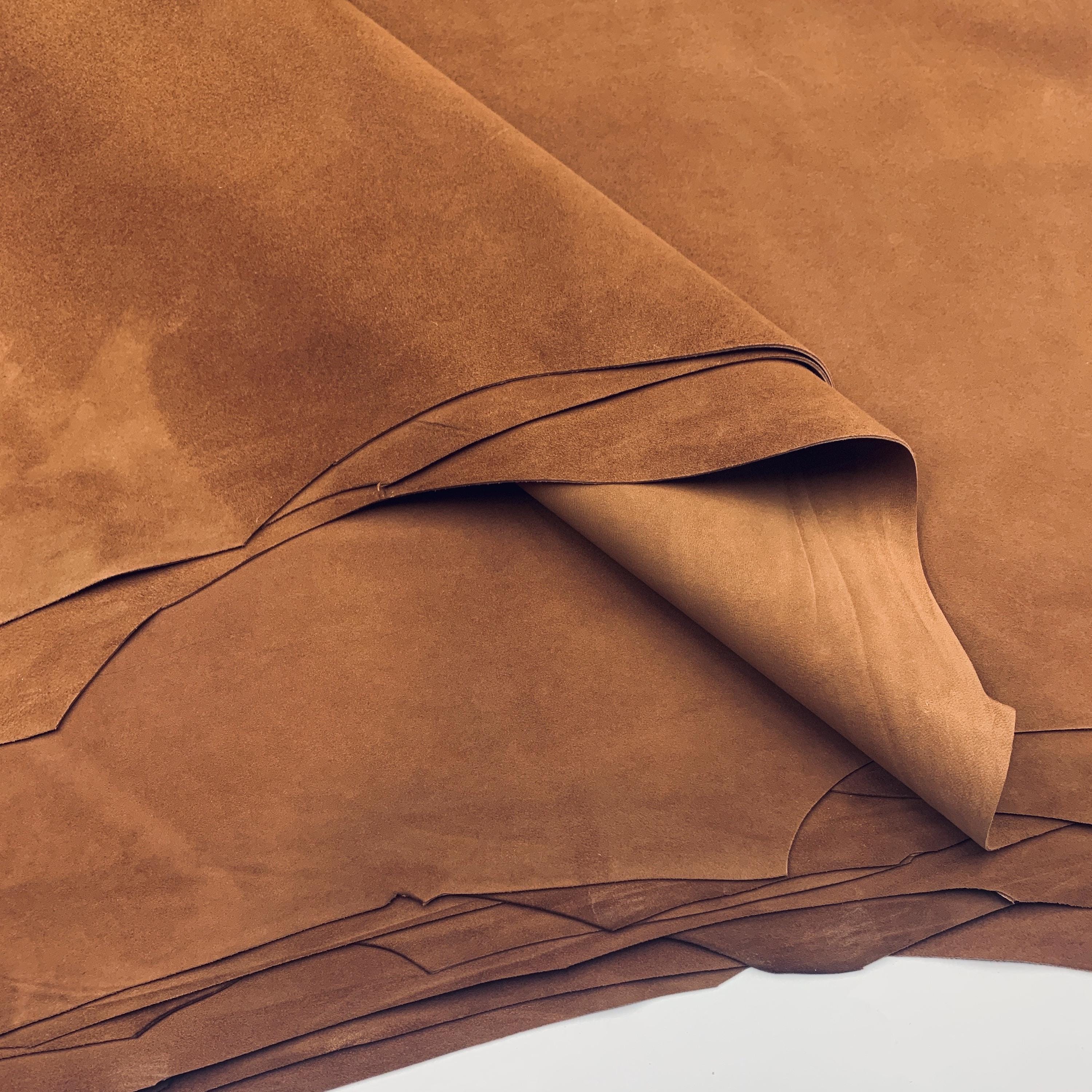 Brown suede goat leather | 1 mm | 3 oz thin | Real natural leather hide for bags, shoes leathercraft