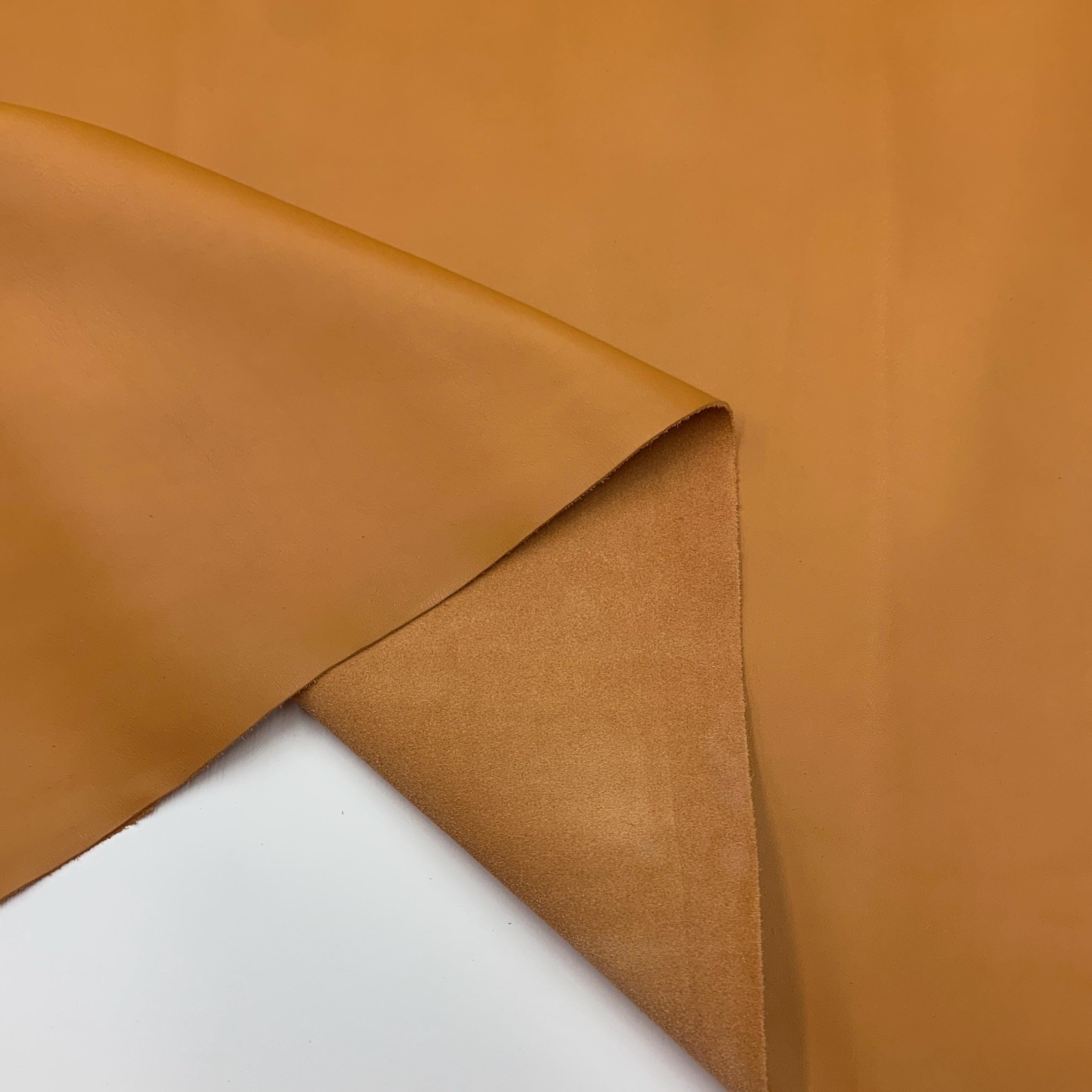 Tan leather brown soft cow | 1.2 mm 3 oz | Real natural hide skin | Precut sheets panels | leathercraft, bags | cognac