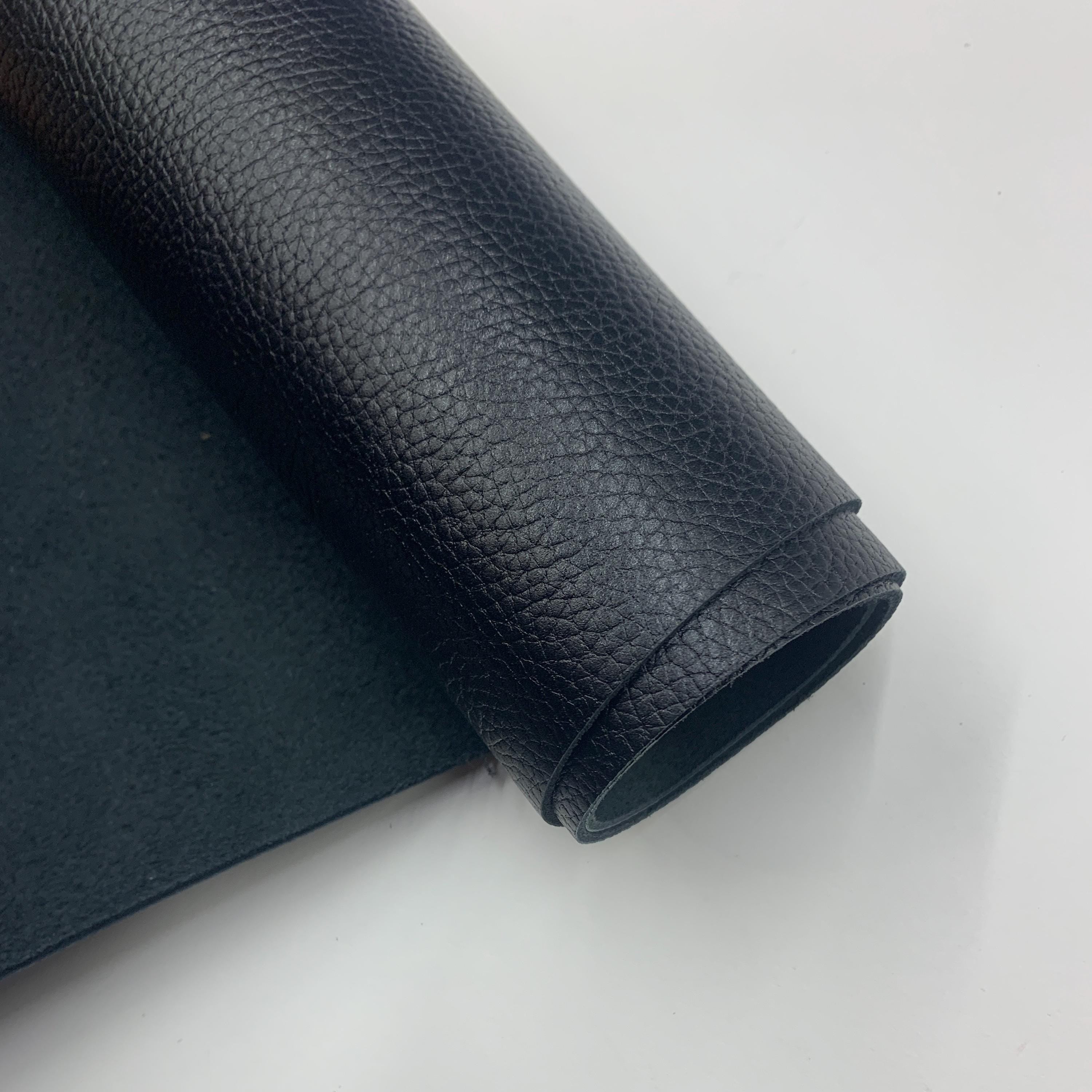 Black leather pebbled shiny cow | 1.6-1.8 mm | 4 oz | Real natural skin hide | Precut sheets panels