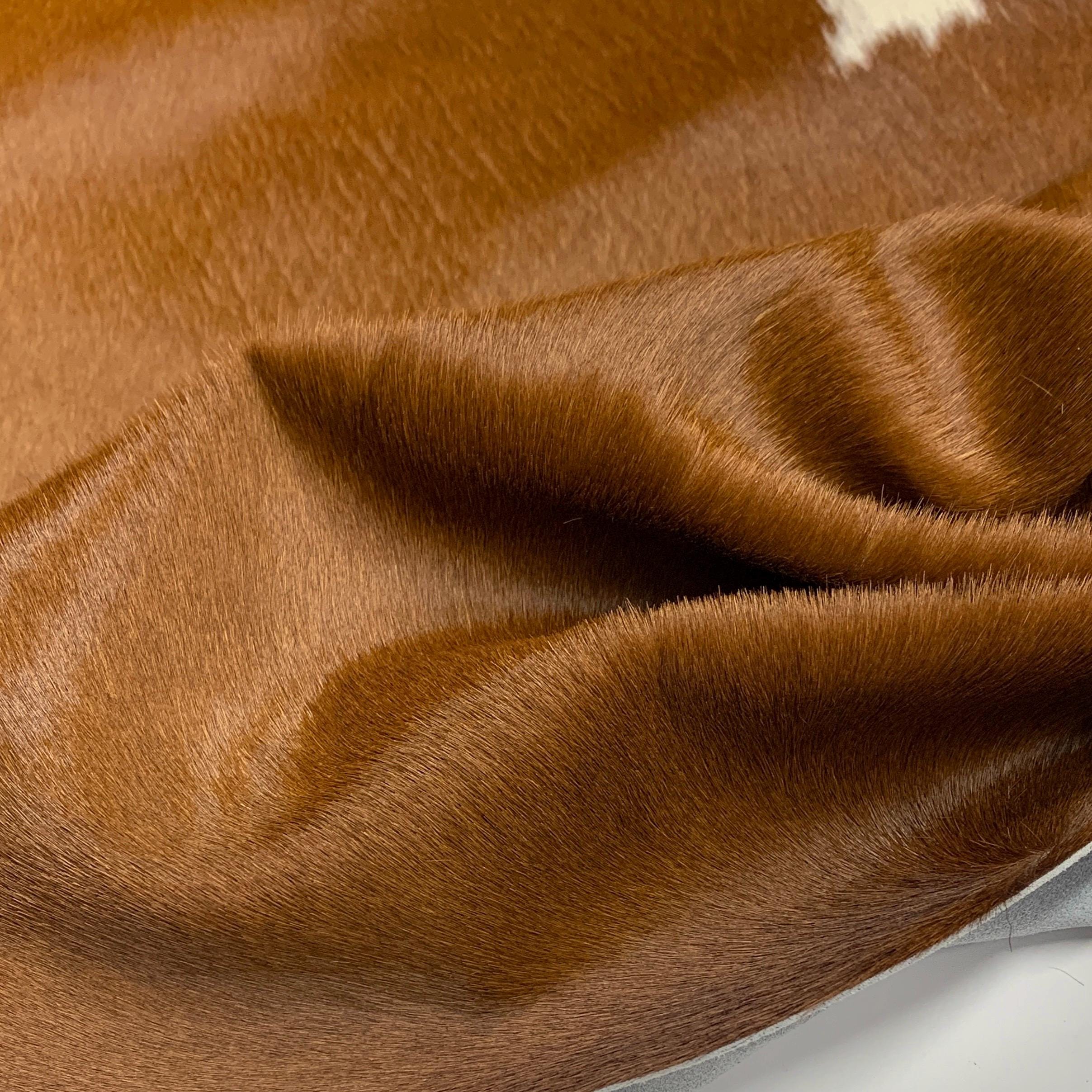 Leather hairy Cow hide brown white Pony Hair on Hair-on Hide for Purses, Boots | 1.6mm 4oz