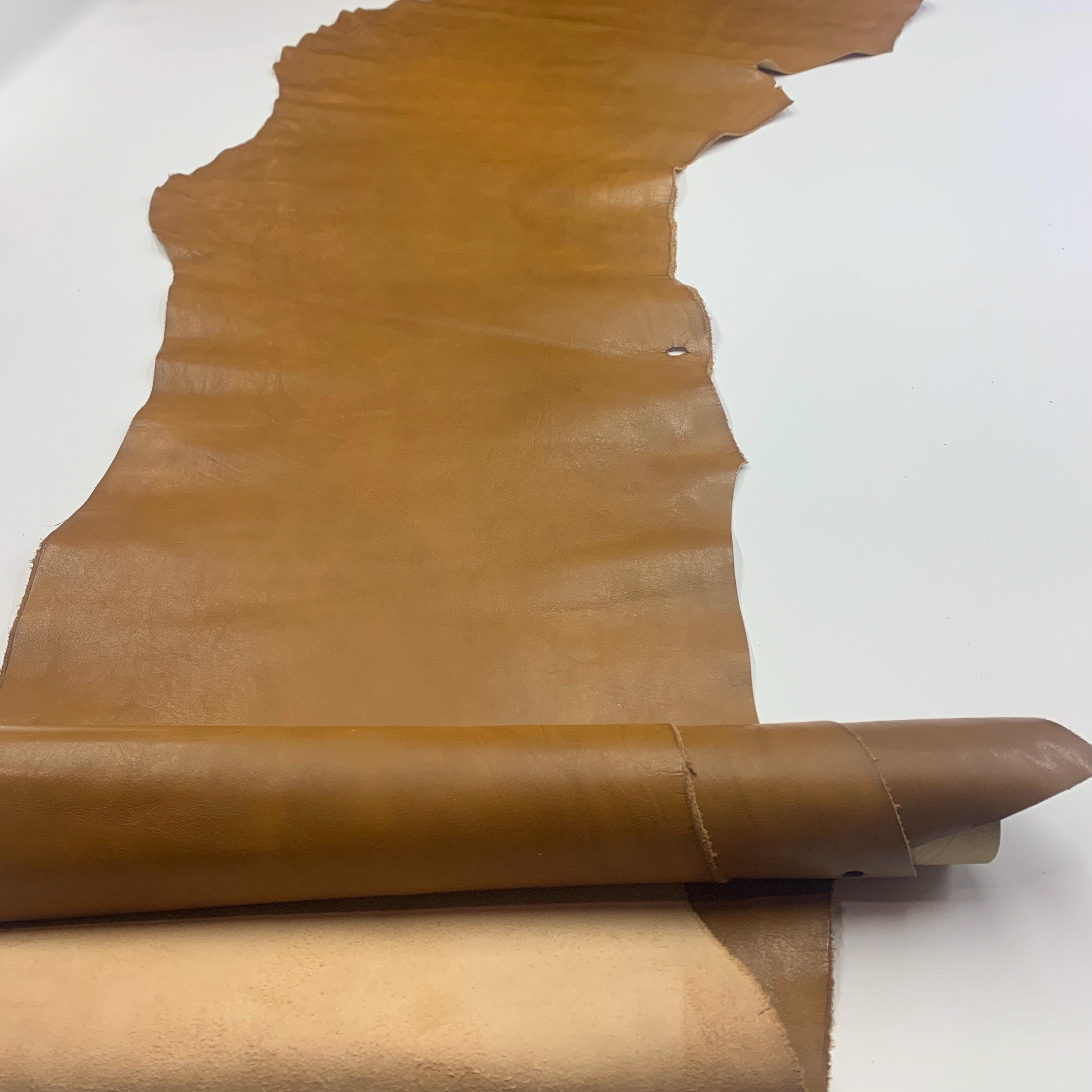 Brown Leather Vegetable tanned Italian | mid-soft natural | 1.2 mm 3oz | calf belly | sheets panels for bags shoes crafts leathercraft