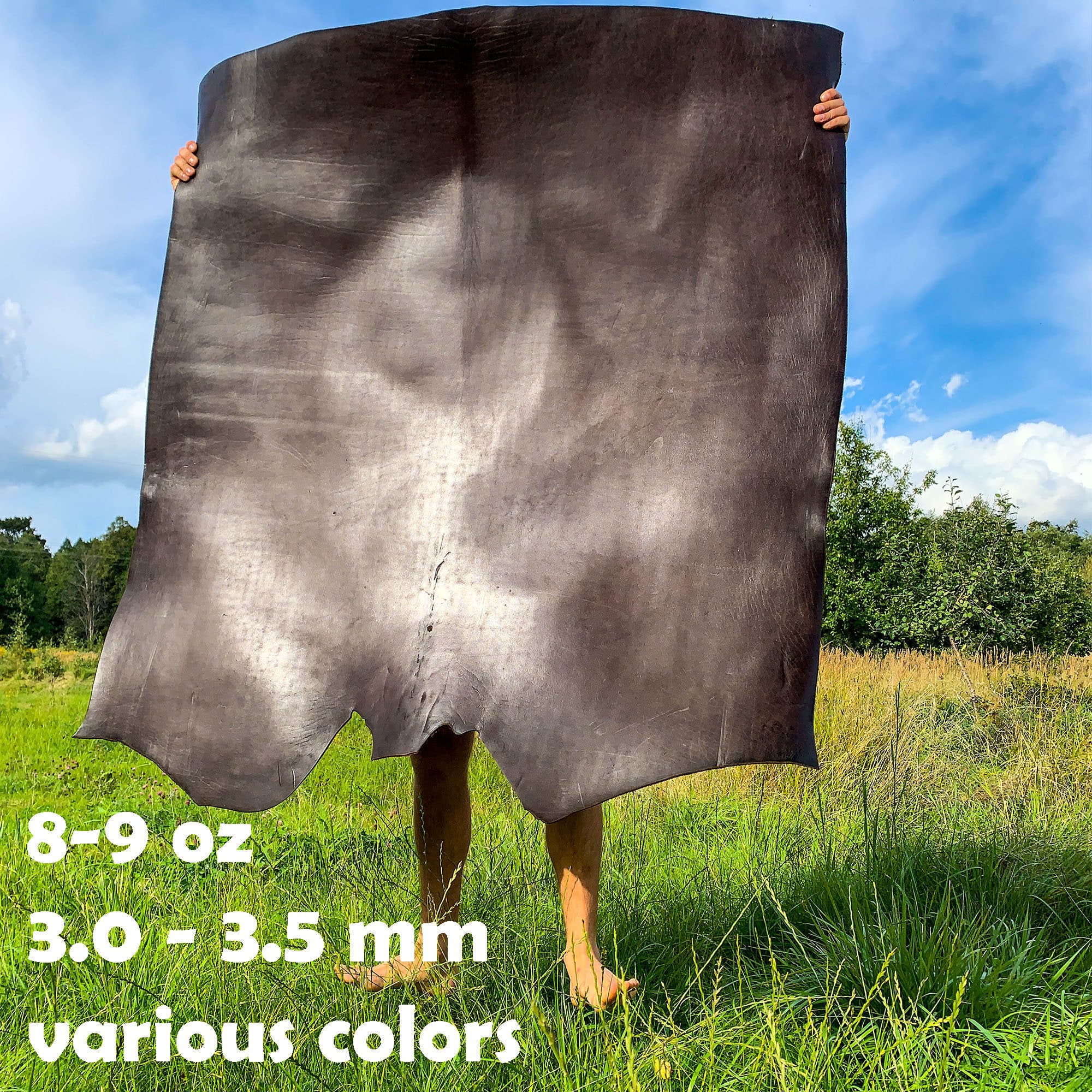Buffalo leather sheets | Thick 8-9 oz | 3-3.5mm | Bizon Bull Burgundy Dark brown Green Dark green colors