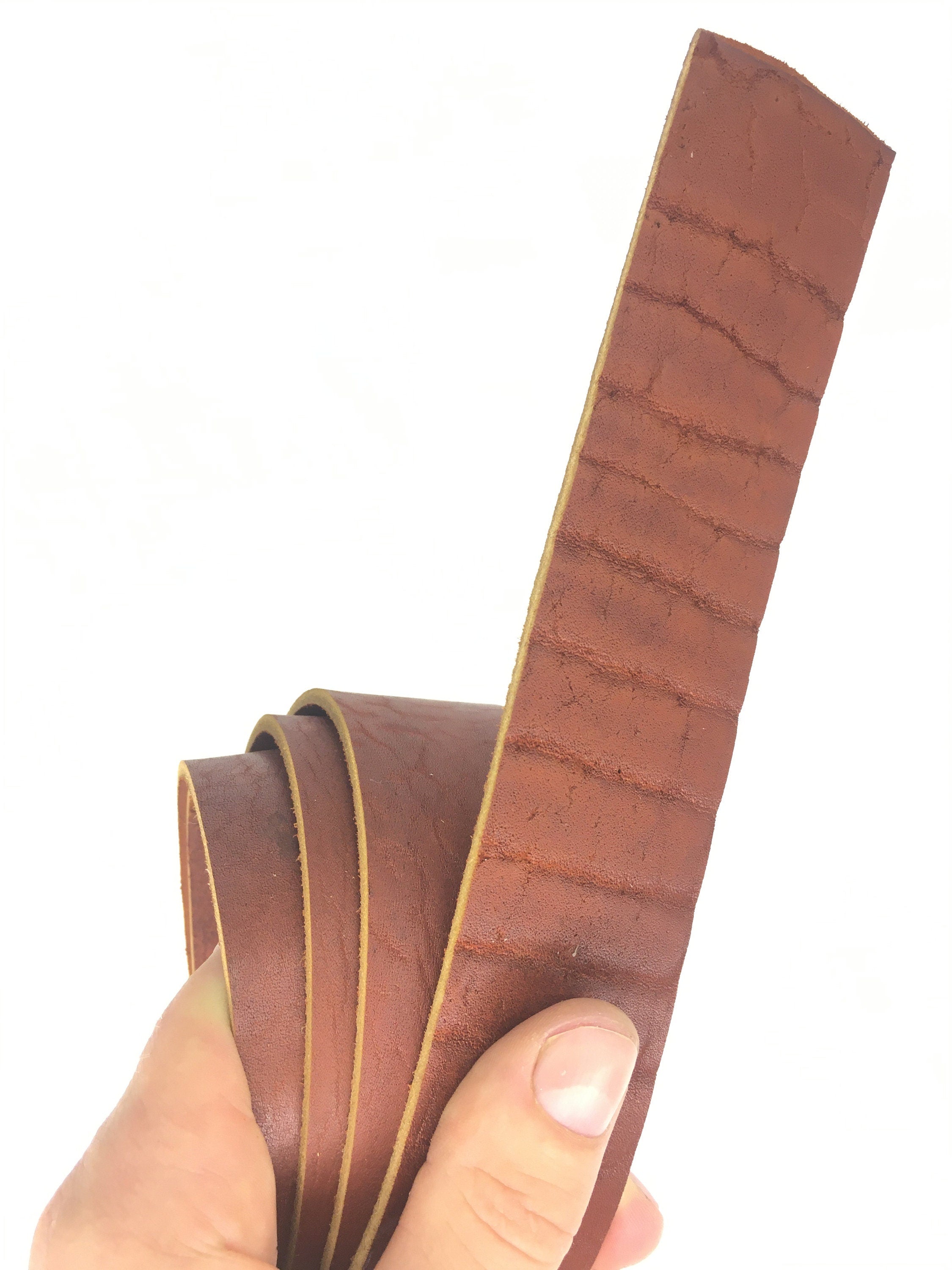 Buffalo belt strap Cognac color from Natural leather | 130 cm long | 51 inch long | 3-4 mm 9-10 OZ thick