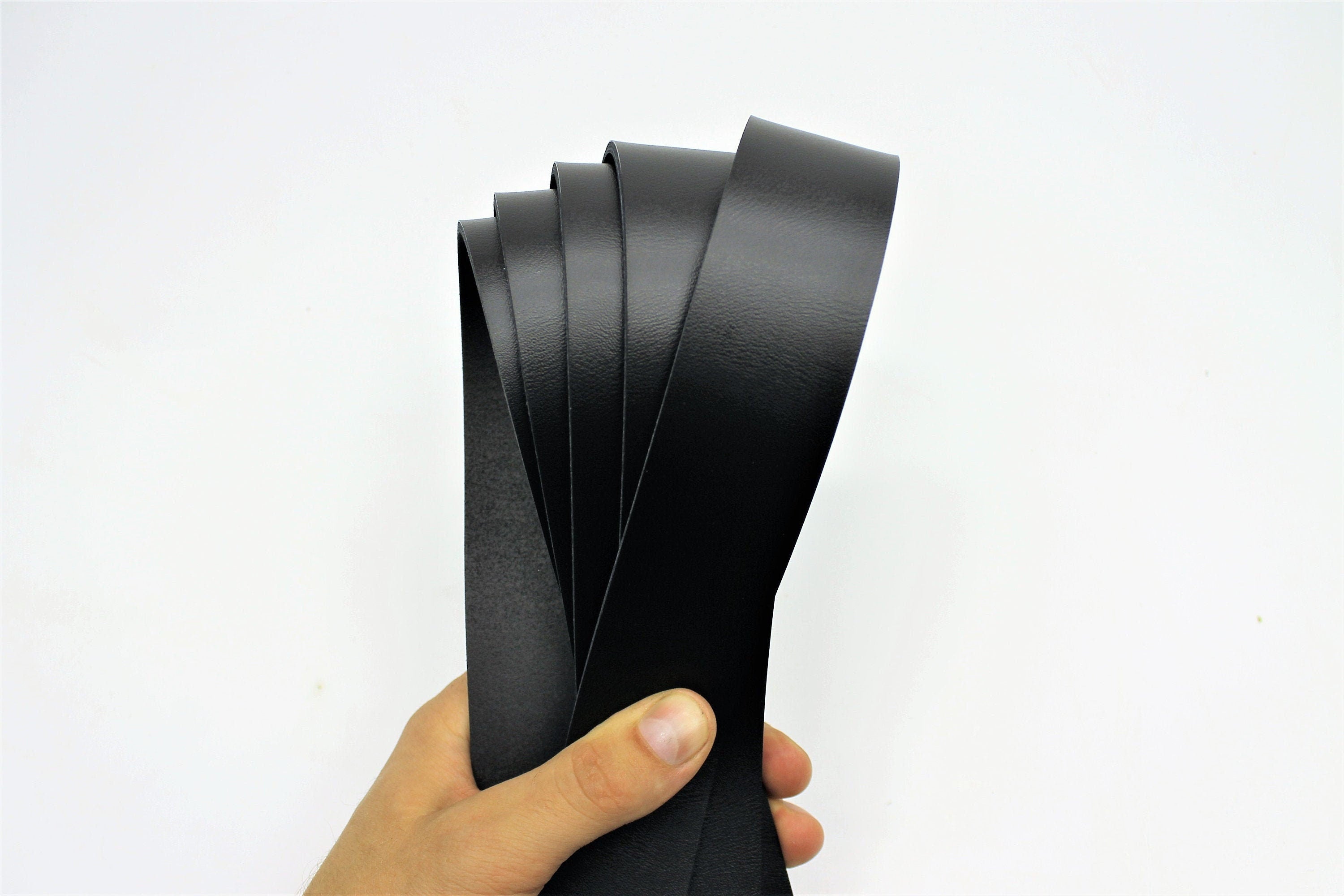 Bundle of 5 Black cow leather straps | 100 cm 39 inch minimum long |3.5 mm 9 OZ thick | belt blanks, strips, straps