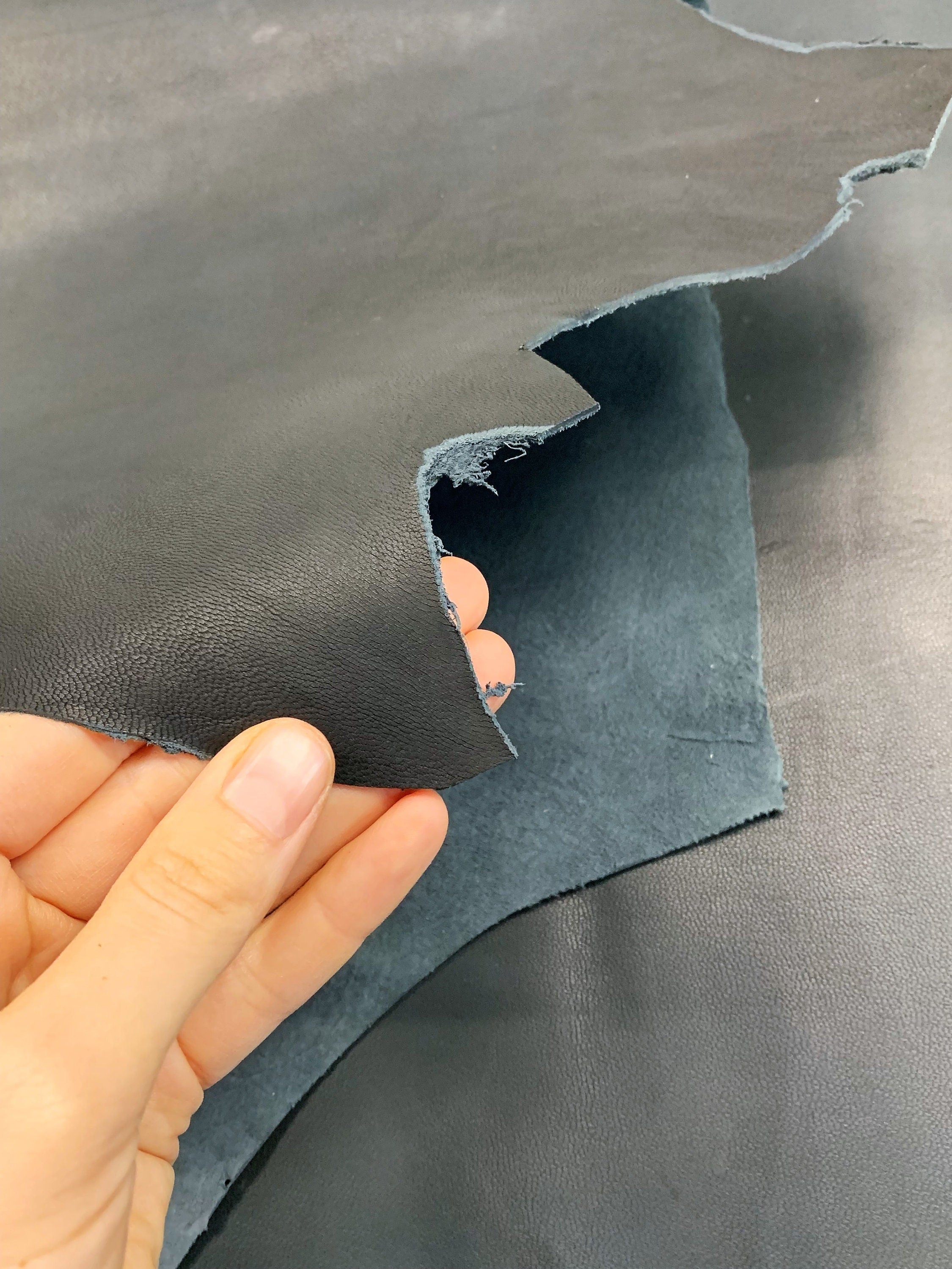 Dark blue goat skin | 0.8-1.0mm| 2 oz | Real natural hide
