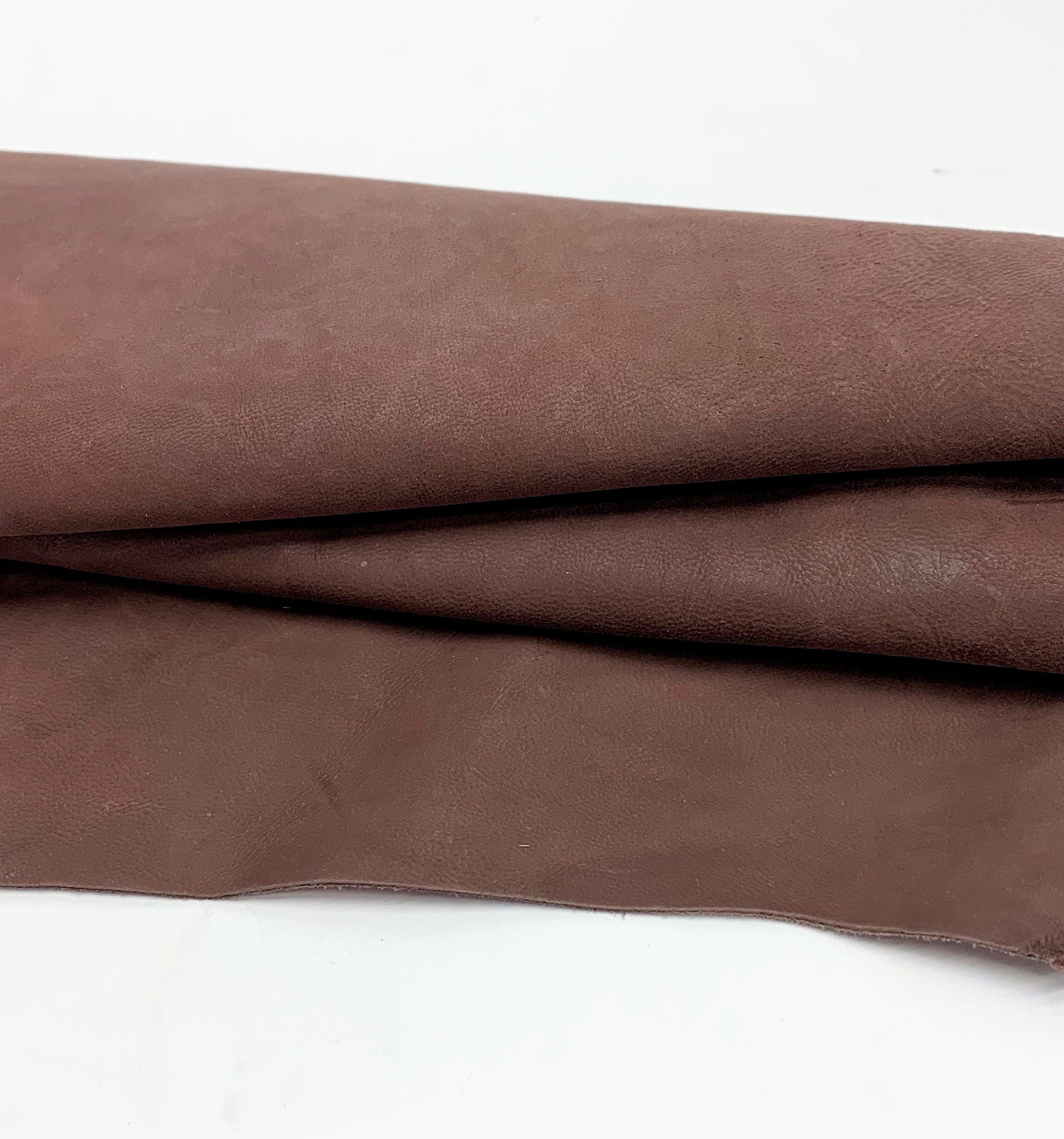 Goat Chestnut brown nubuck | thin 1.0mm | 1-2 oz | Medium temper leather hide