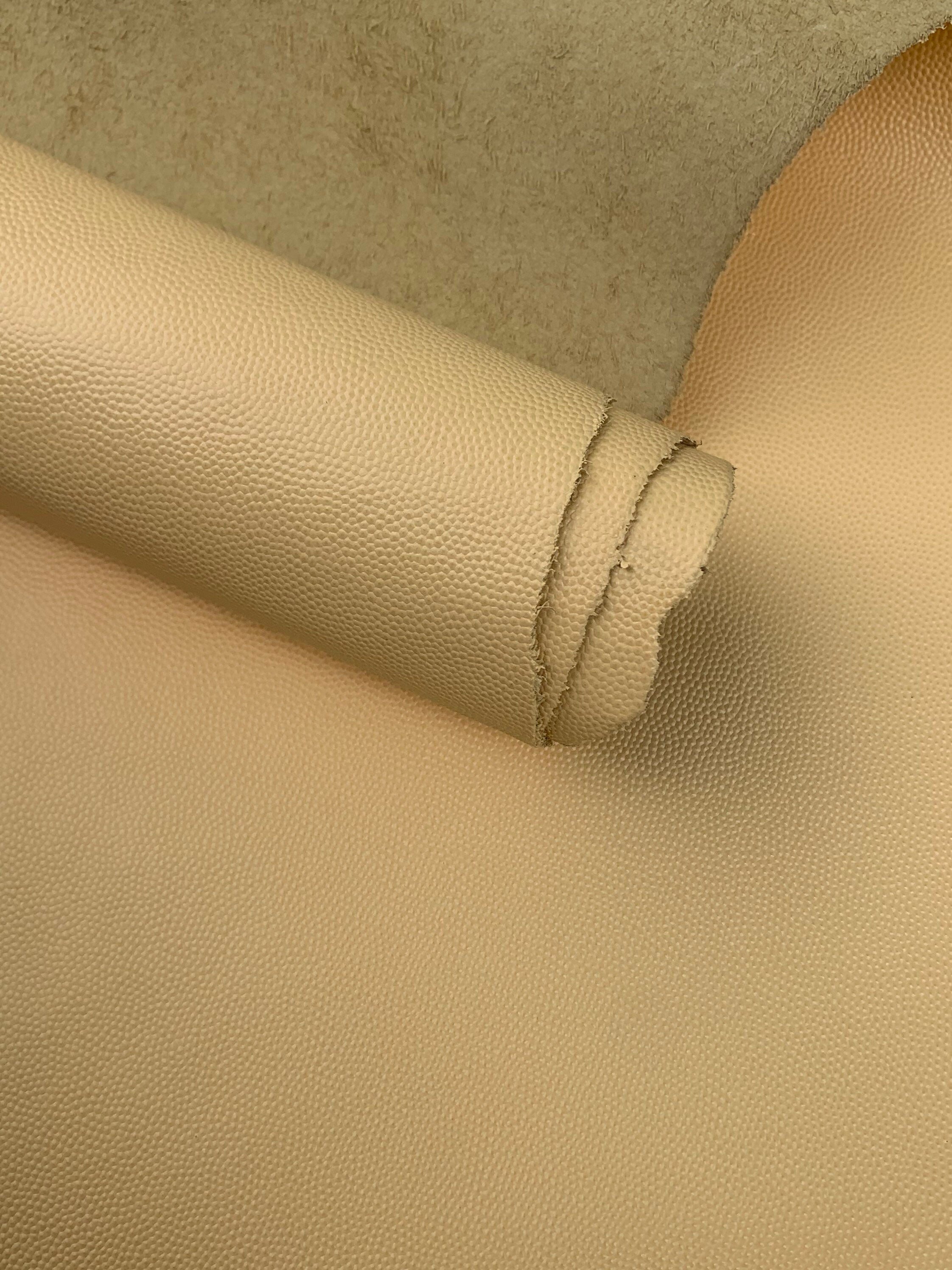 Yellow leather caviar Pebbled Cream cow |1.0-1.2mm | 2-3oz | Real natural hide skin | Precut sheets panels