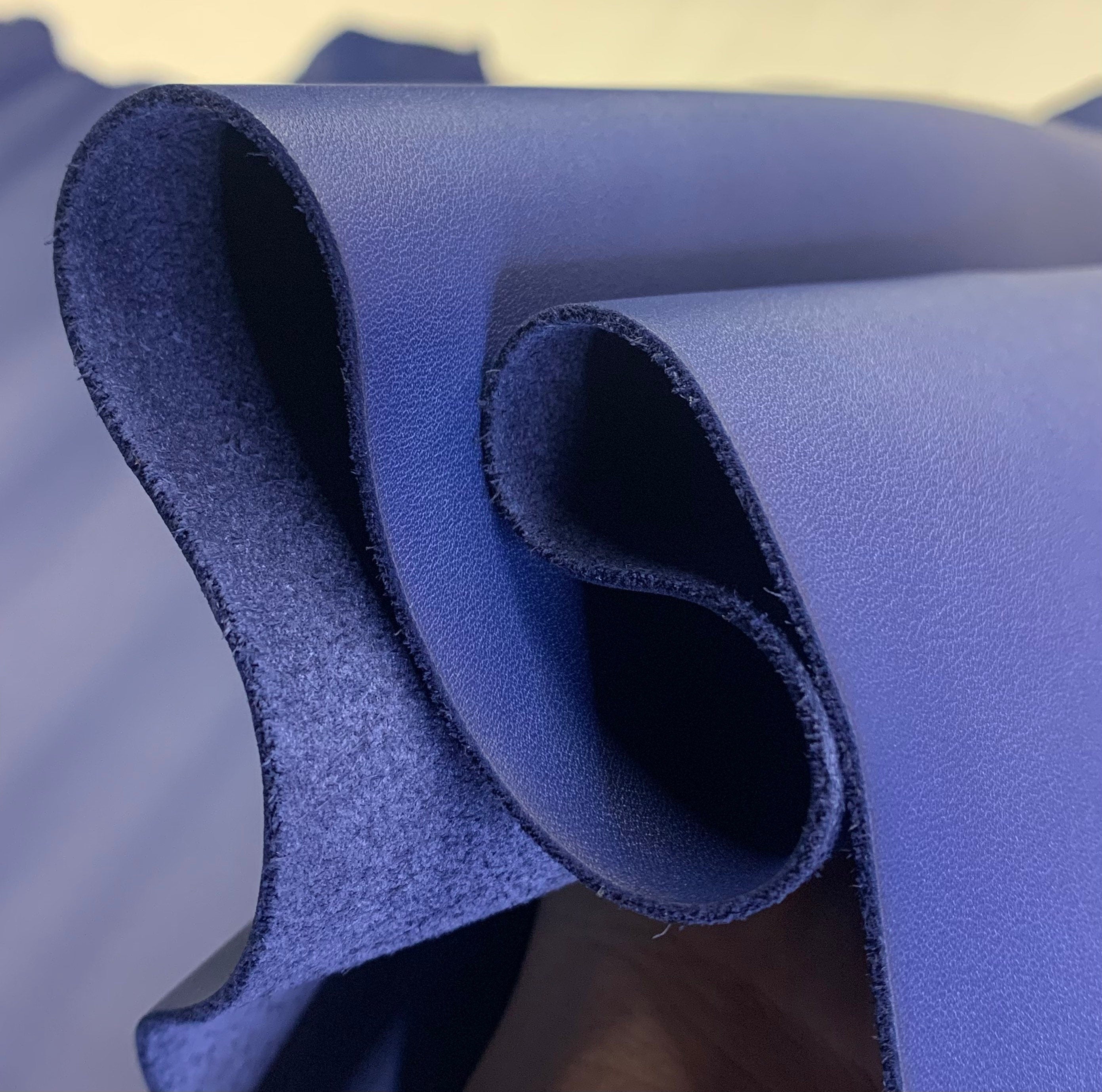 Blue leather nappa Royal Full Grain Side | 1.6-1.8 mm 4-5 OZ | Real natural genuine leather | Flat surface skin | sheets precut for bags, shoes