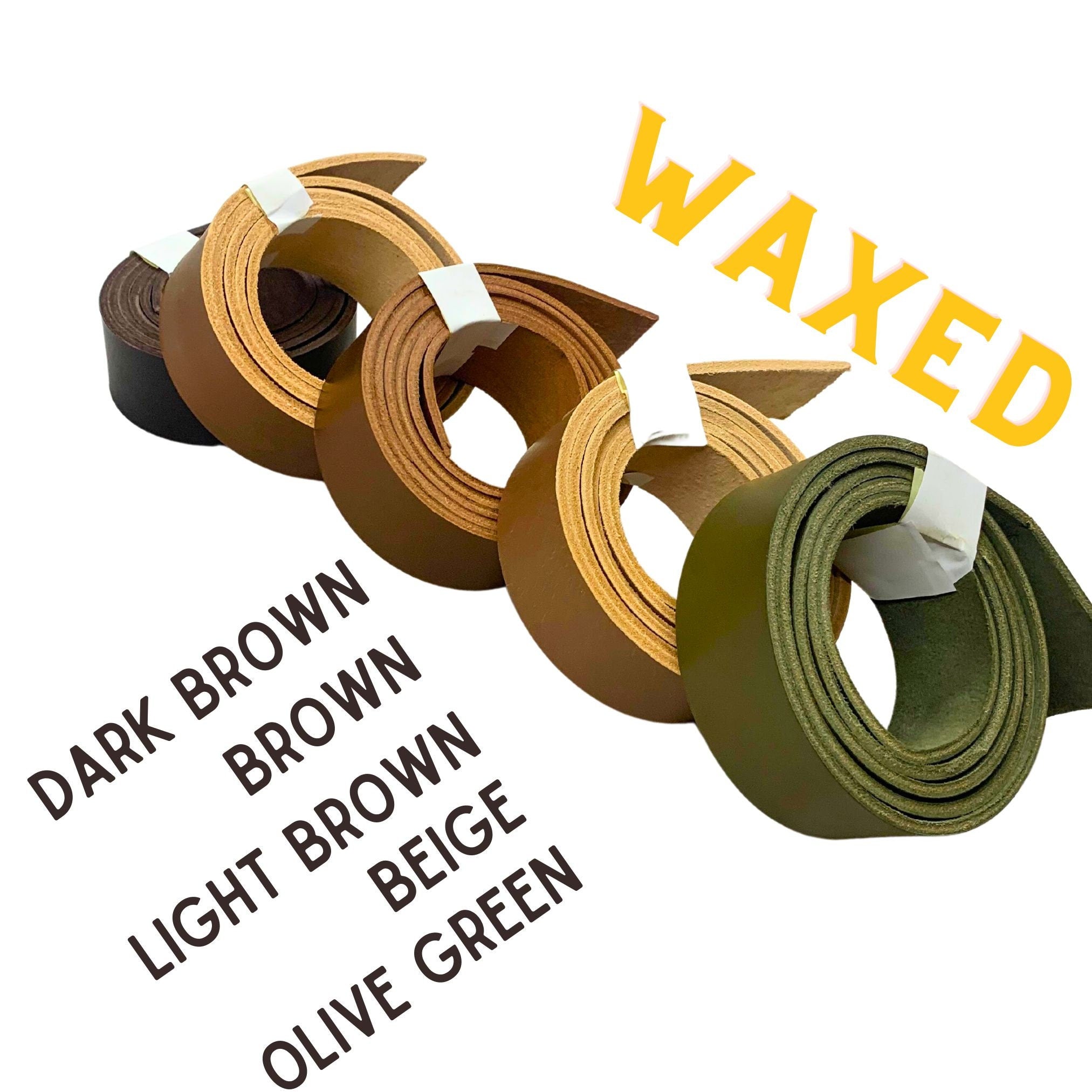 BELT STRAP  /BLANK | Vegetable tanned leather |Brown green beige color | 130 cm, 92 inch long | 3.5-4.0 mm, 9-10 oz thick
