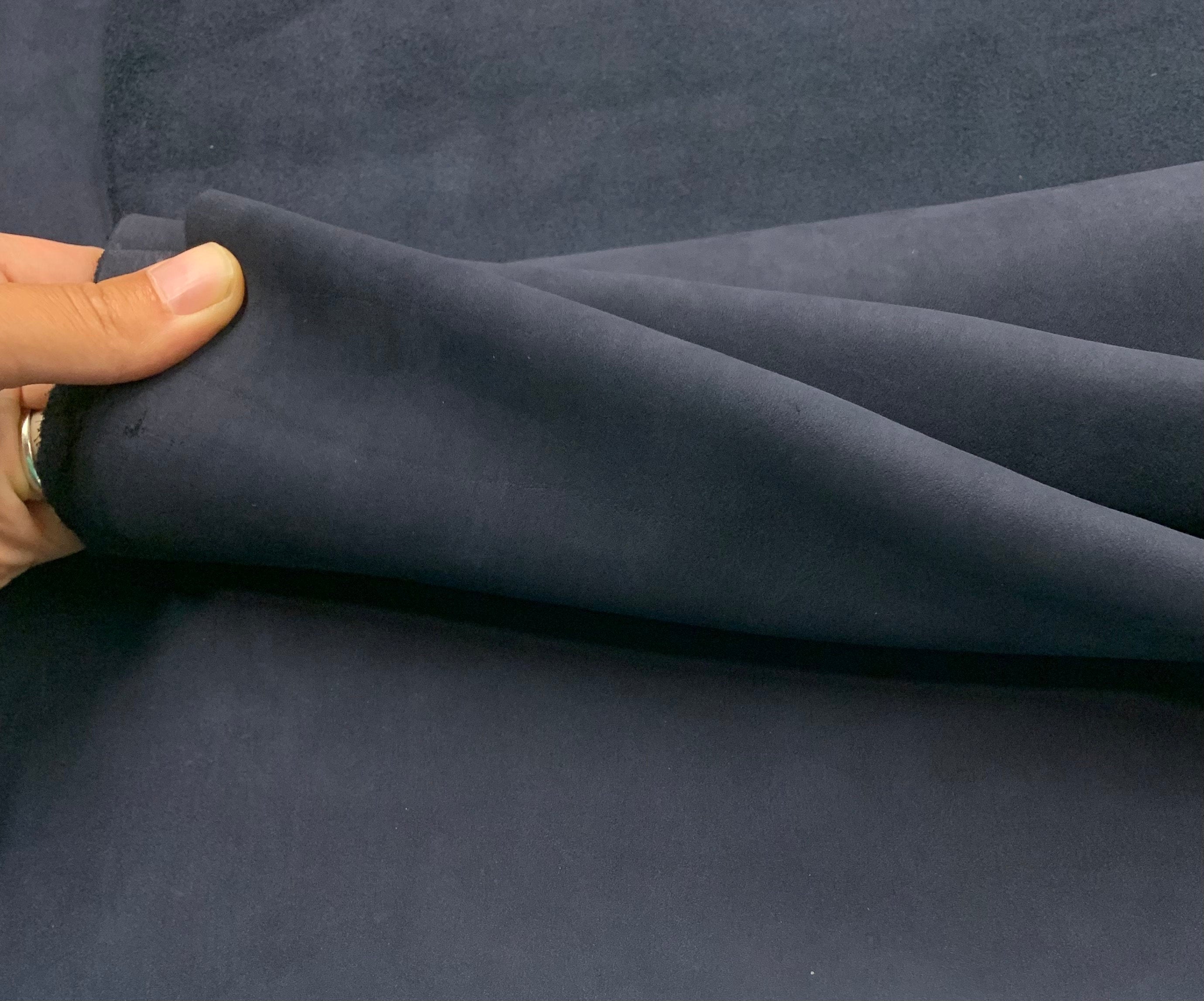 Dark blue navy nubuck | Thickness 1.4-1.6 mm | 4 OZ| Leather Side, pre cut sheets| velvety, smooth, matte for bags, shoes, leathercraft