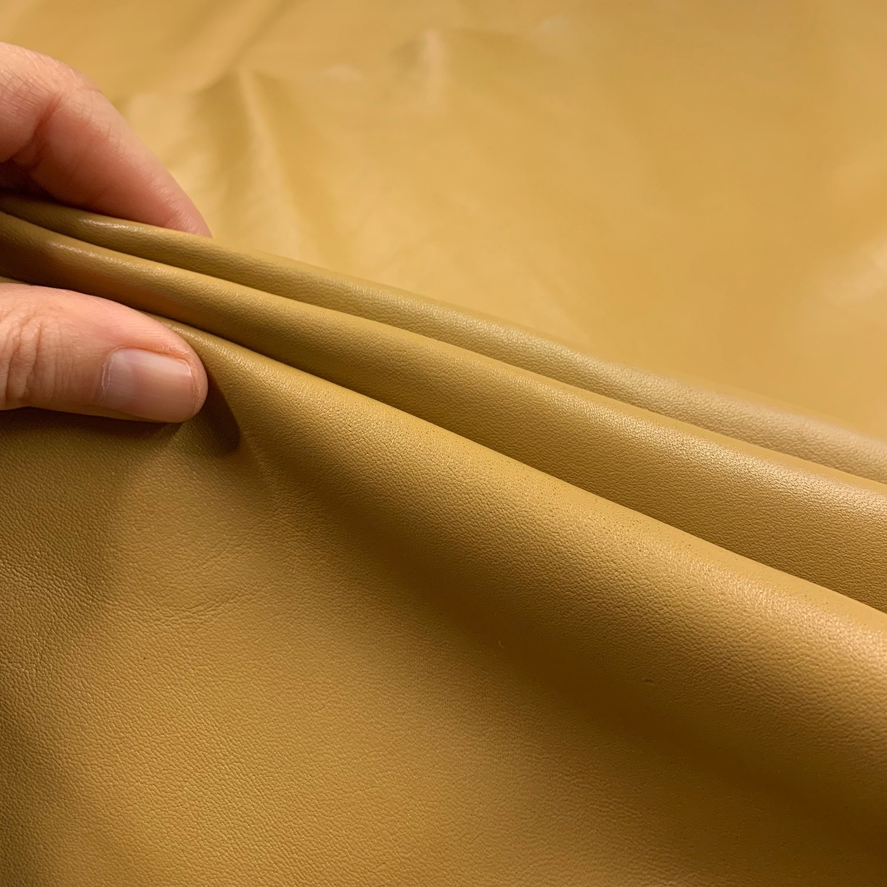 Mustard leather sheep Nappa | thin 0.8 mm 2 oz | soft temper | for sewing, bookbinding, purses, clothing | matt