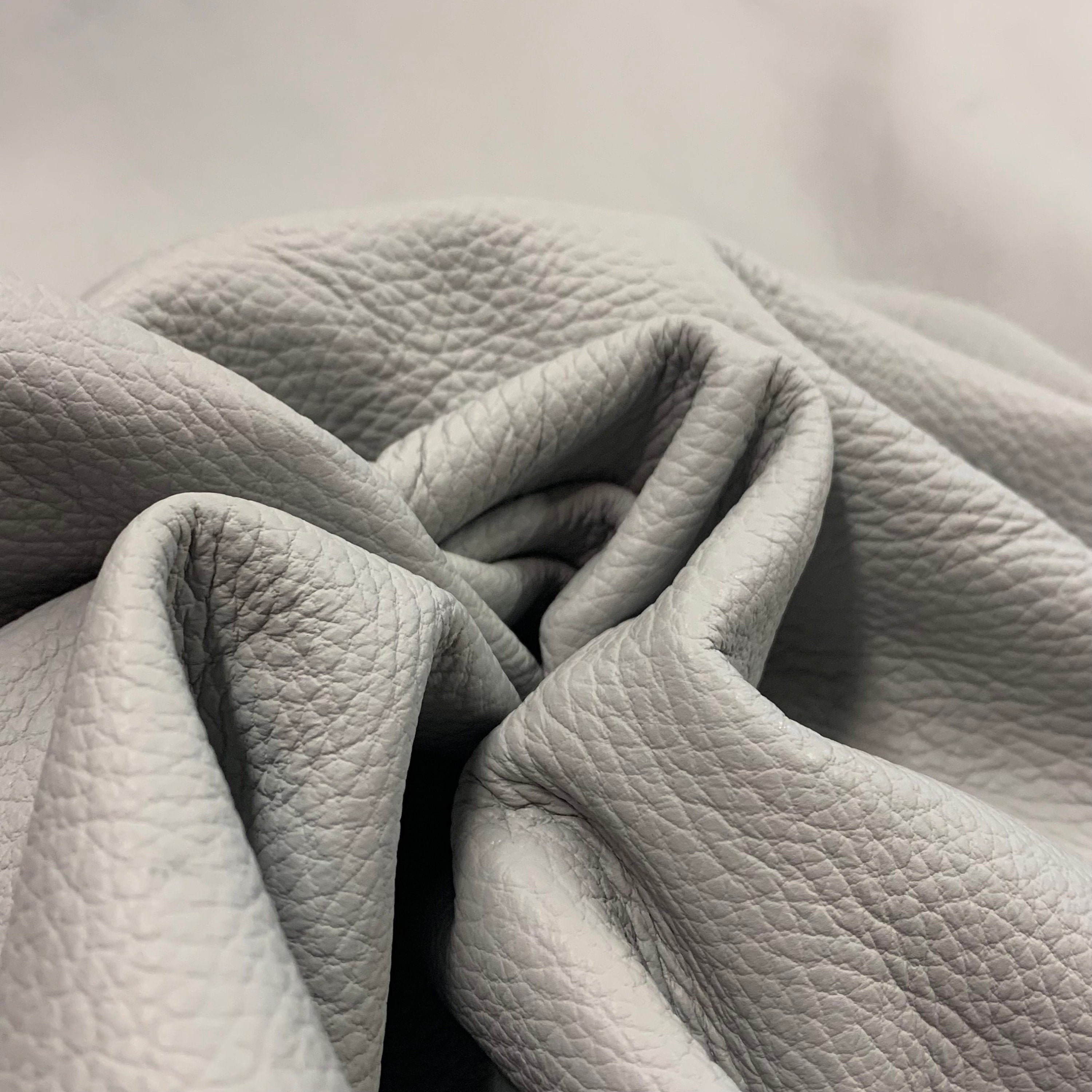 Gray leather pebbled textured cow  milled | 1.5mm |4 oz | Real natural hide skin | Precut sheets panels